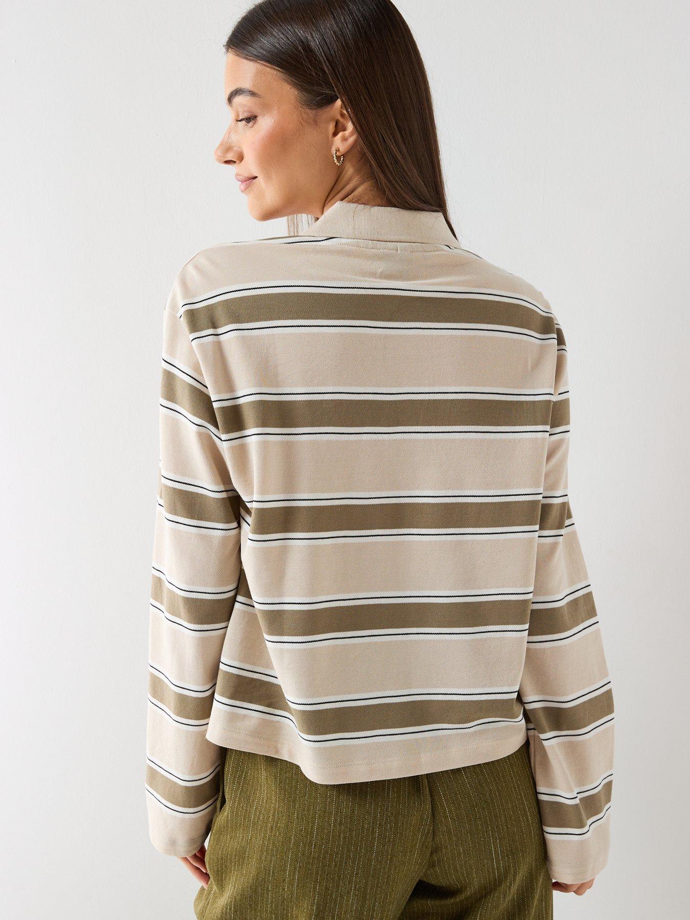 stillFront image of vero-moda-lianna-long-sleeve-polo-top-beige