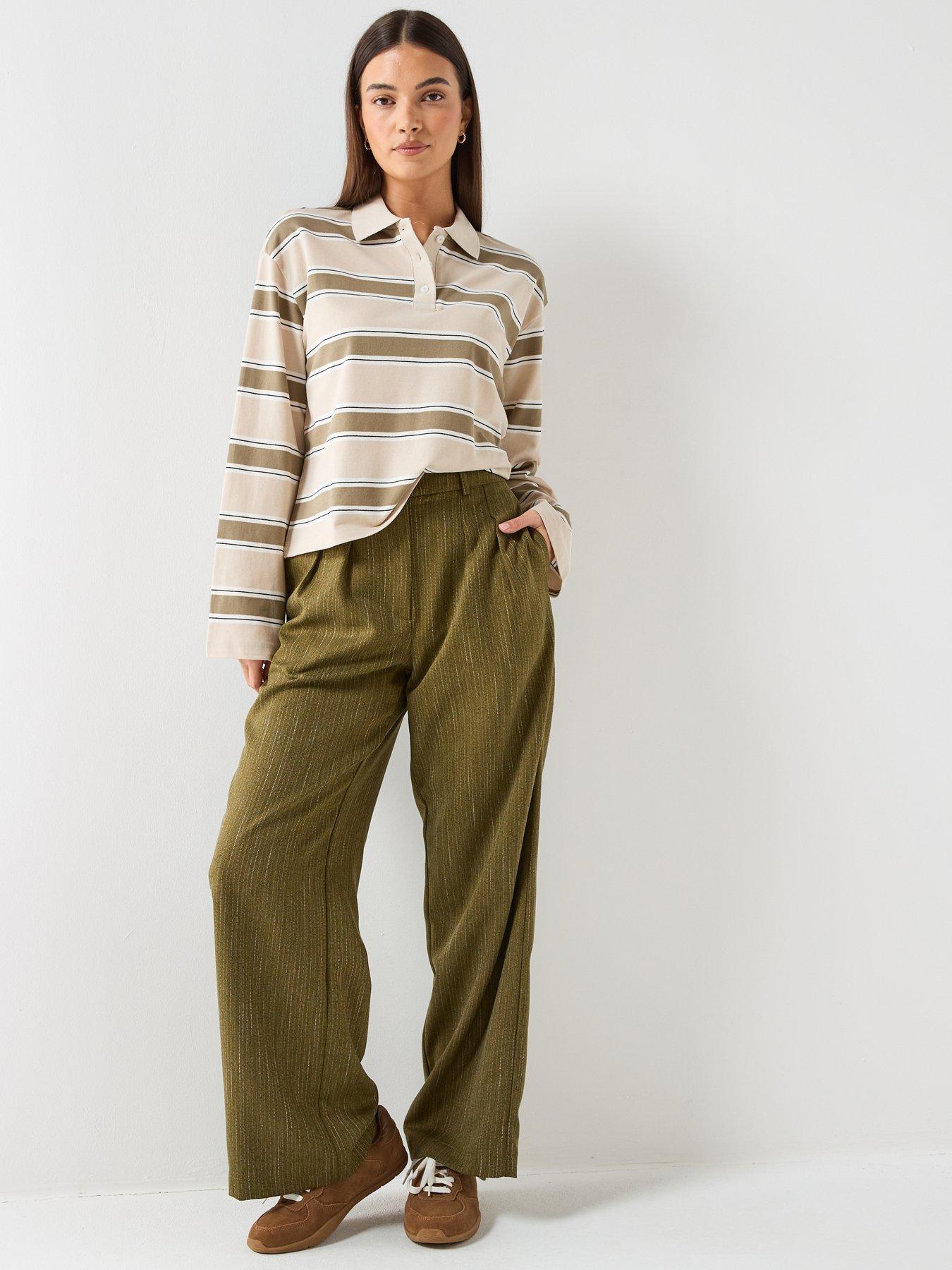  image of vero-moda-lianna-long-sleeve-polo-top-beige