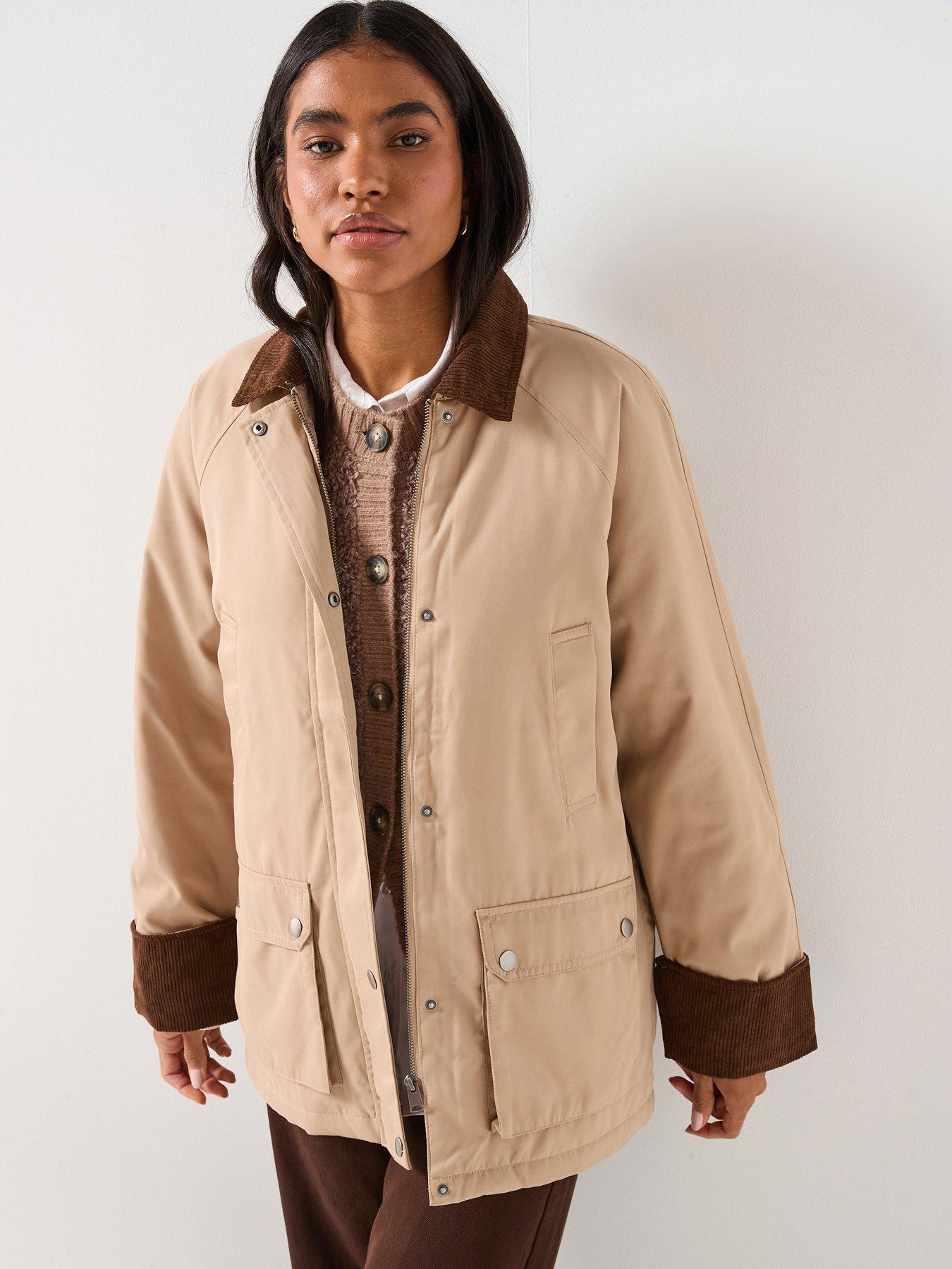  image of vero-moda-wales-contrast-collar-amp-sleeve-barn-jacket-beige