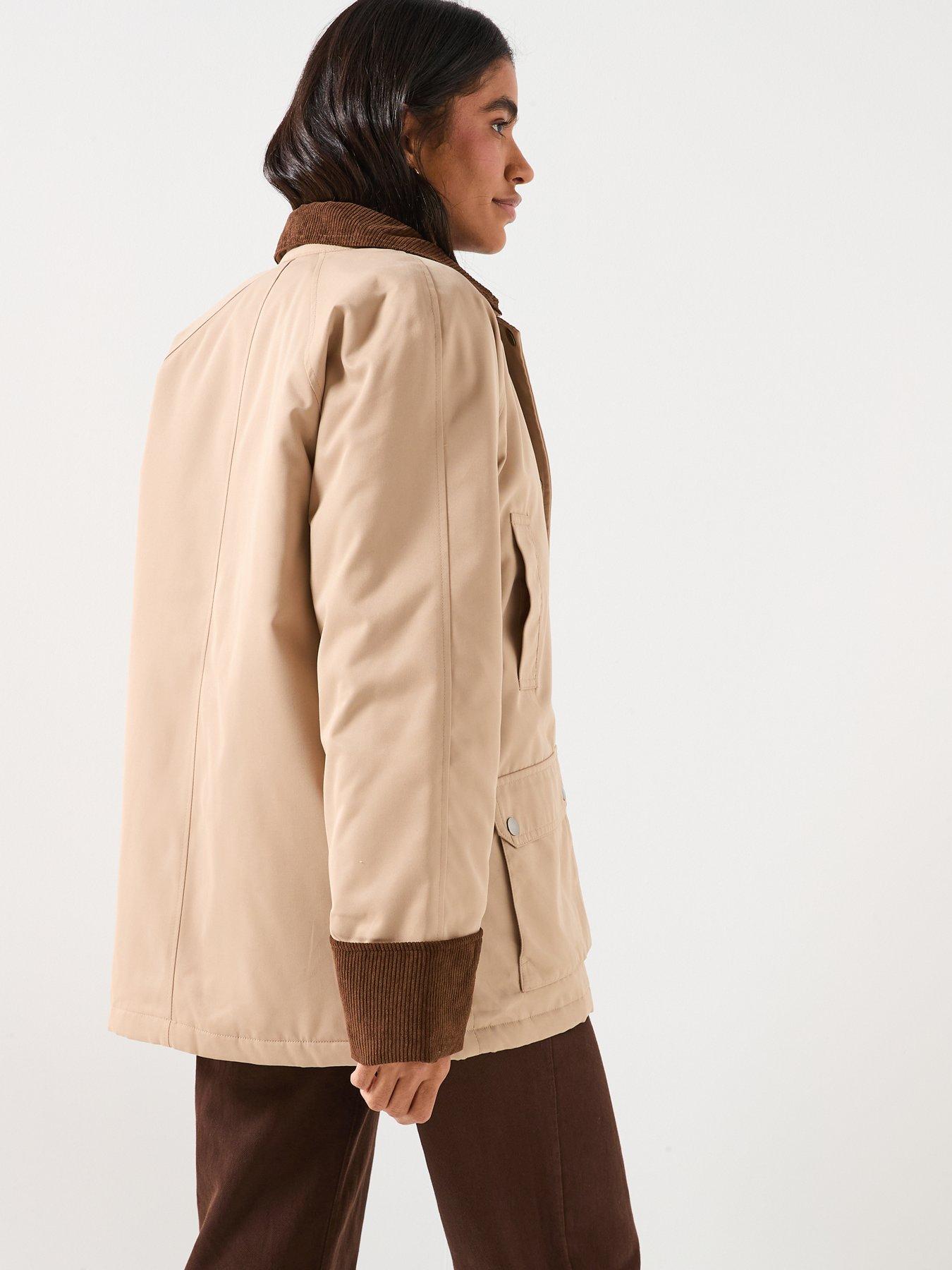  image of vero-moda-wales-contrast-collar-amp-sleeve-barn-jacket-beige