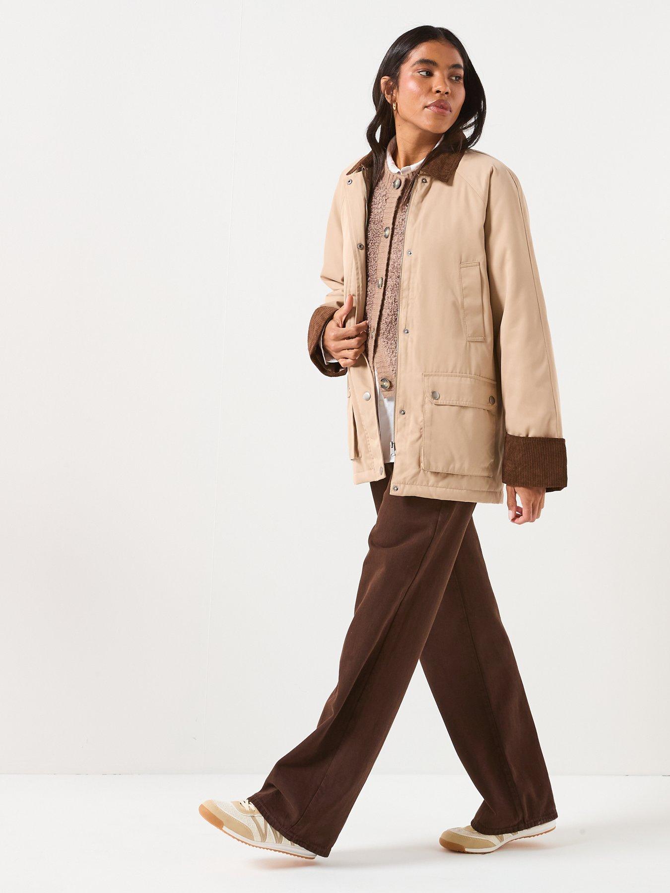  image of vero-moda-wales-contrast-collar-amp-sleeve-barn-jacket-beige