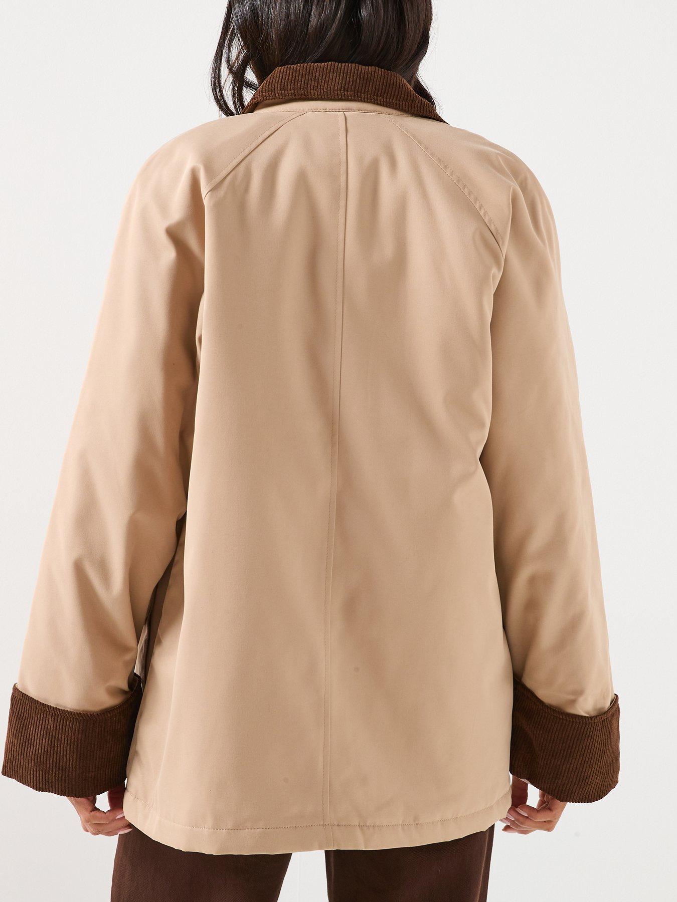  image of vero-moda-wales-contrast-collar-amp-sleeve-barn-jacket-beige