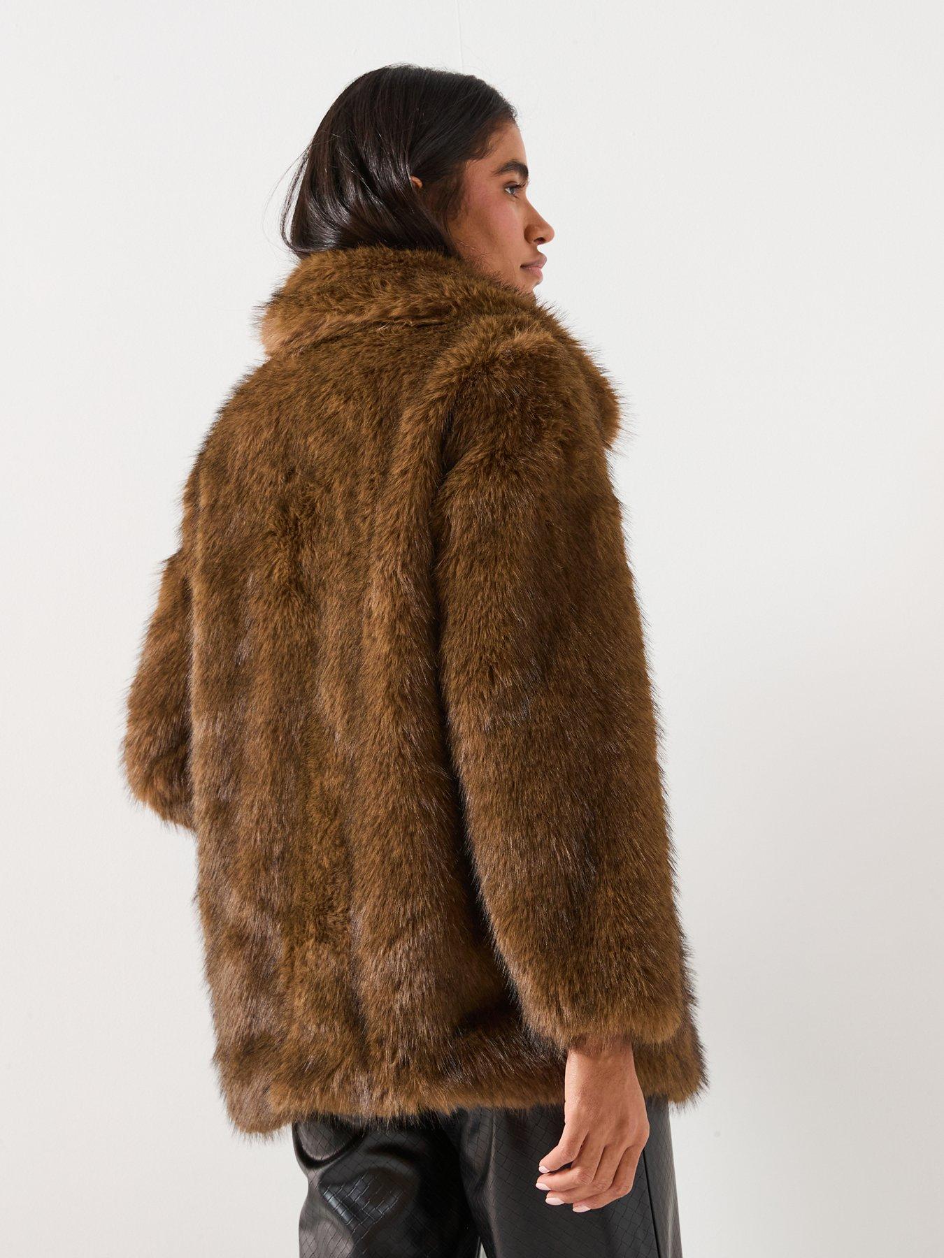  image of vero-moda-gloria-faux-fur-jacket-brown