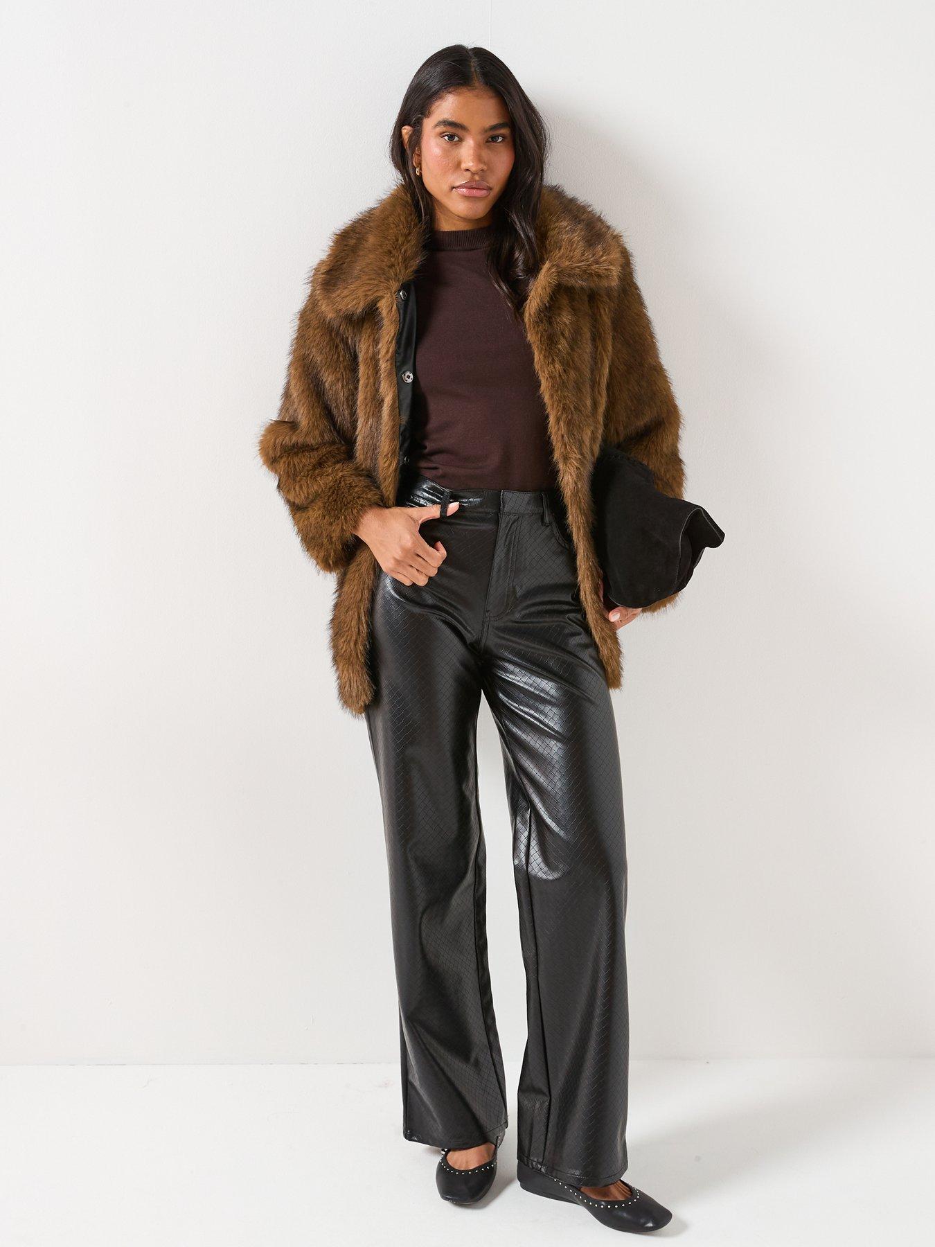  image of vero-moda-gloria-faux-fur-jacket-brown
