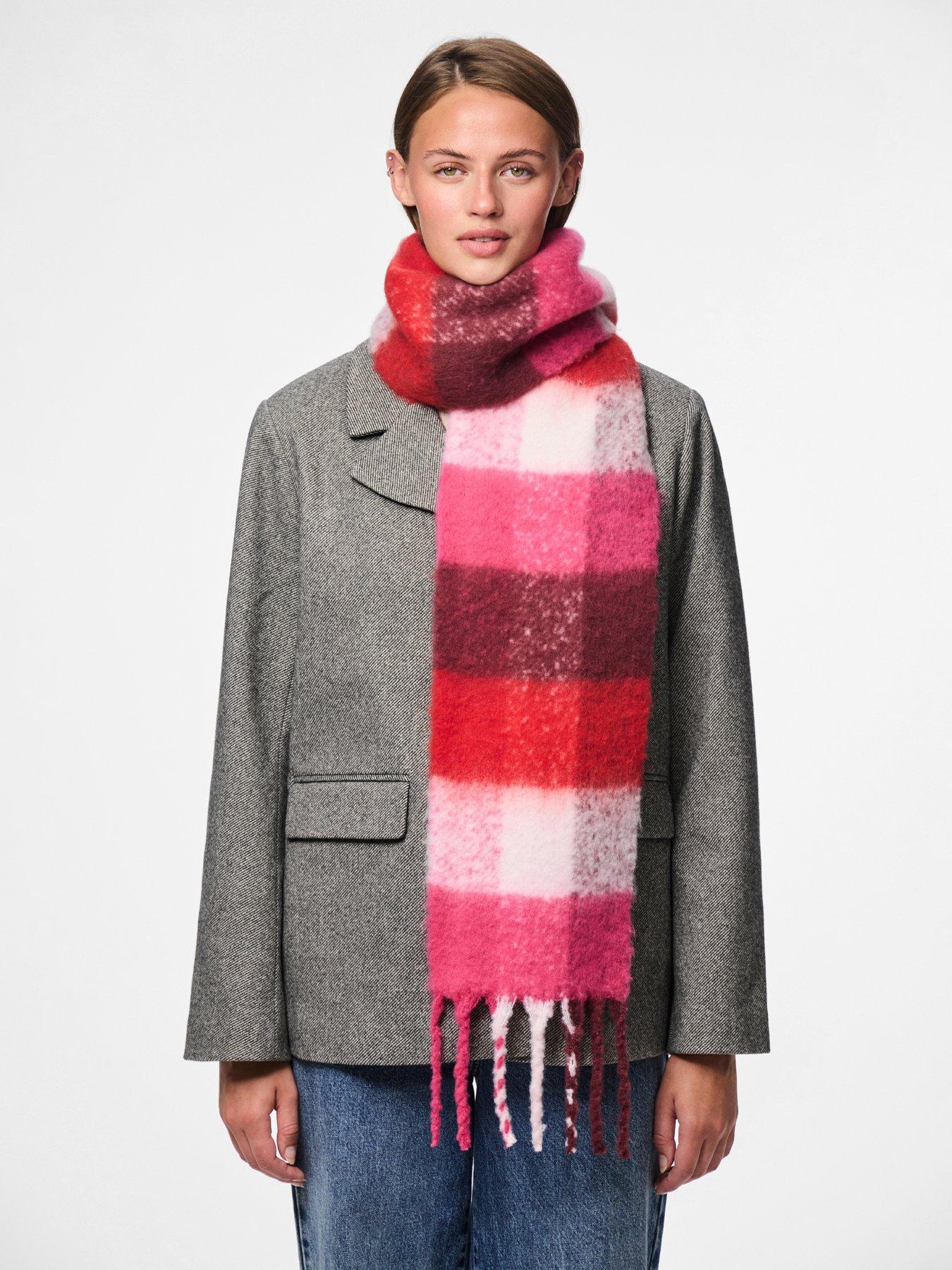 Image 2 of 3 of PIECES Bea Narrow Long Scarf - Pink/red