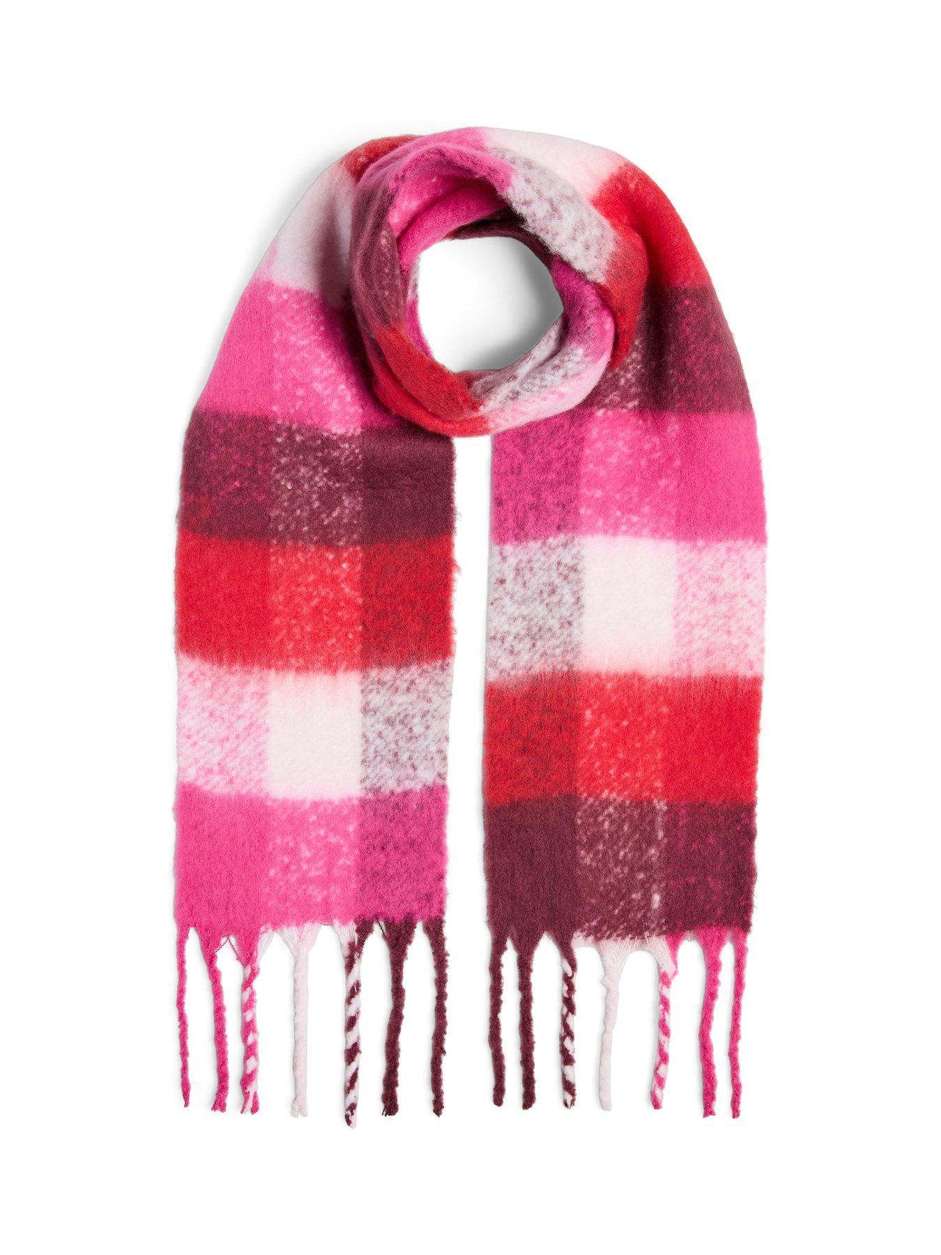 Image 3 of 3 of PIECES Bea Narrow Long Scarf - Pink/red