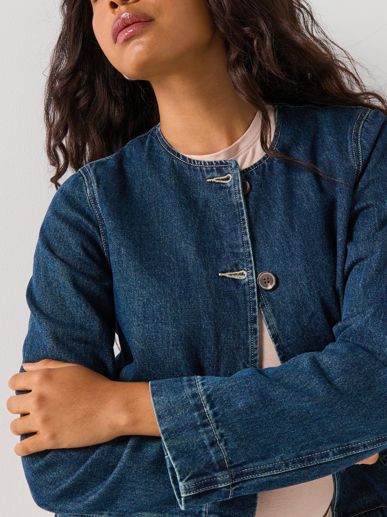 Image 4 of 6 of AWARE Awmindy Long Sleeve&nbsp;Short Denim Jacket - Blue
