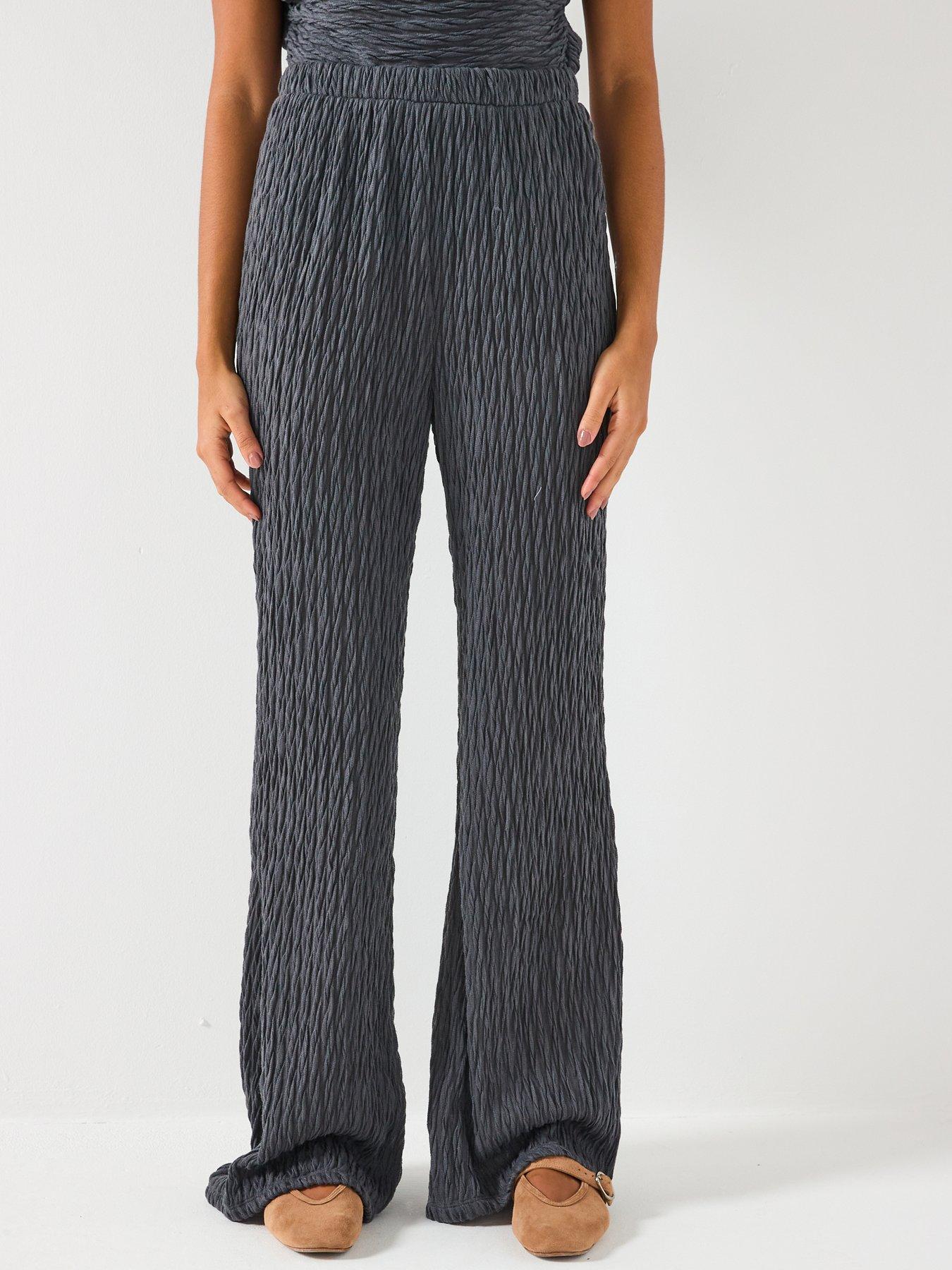 Image 1 of 5 of Vero Moda Fie High Waisted Flared Jersey Pant C-ord - Grey
