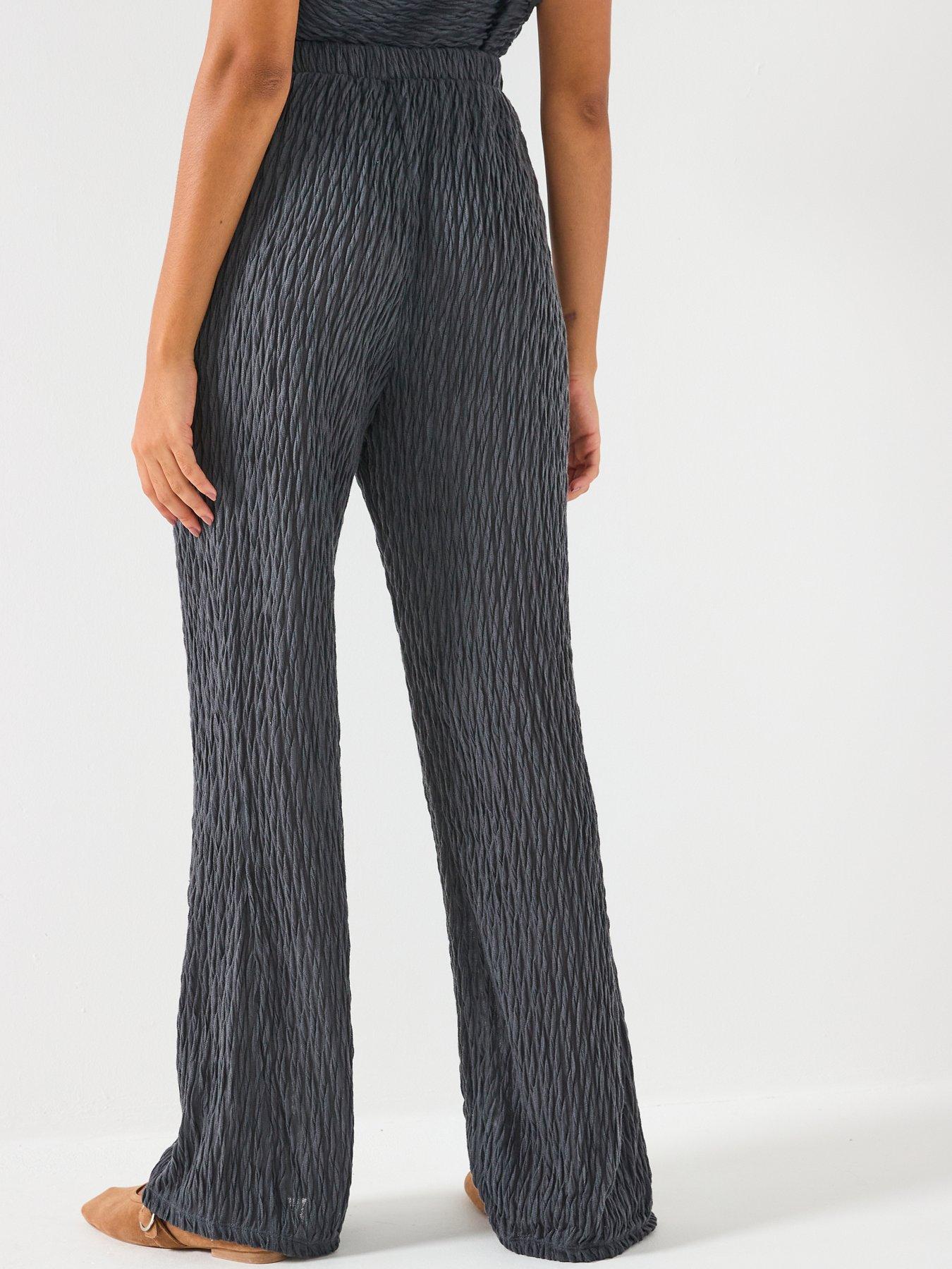 Image 2 of 5 of Vero Moda Fie High Waisted Flared Jersey Pant C-ord - Grey