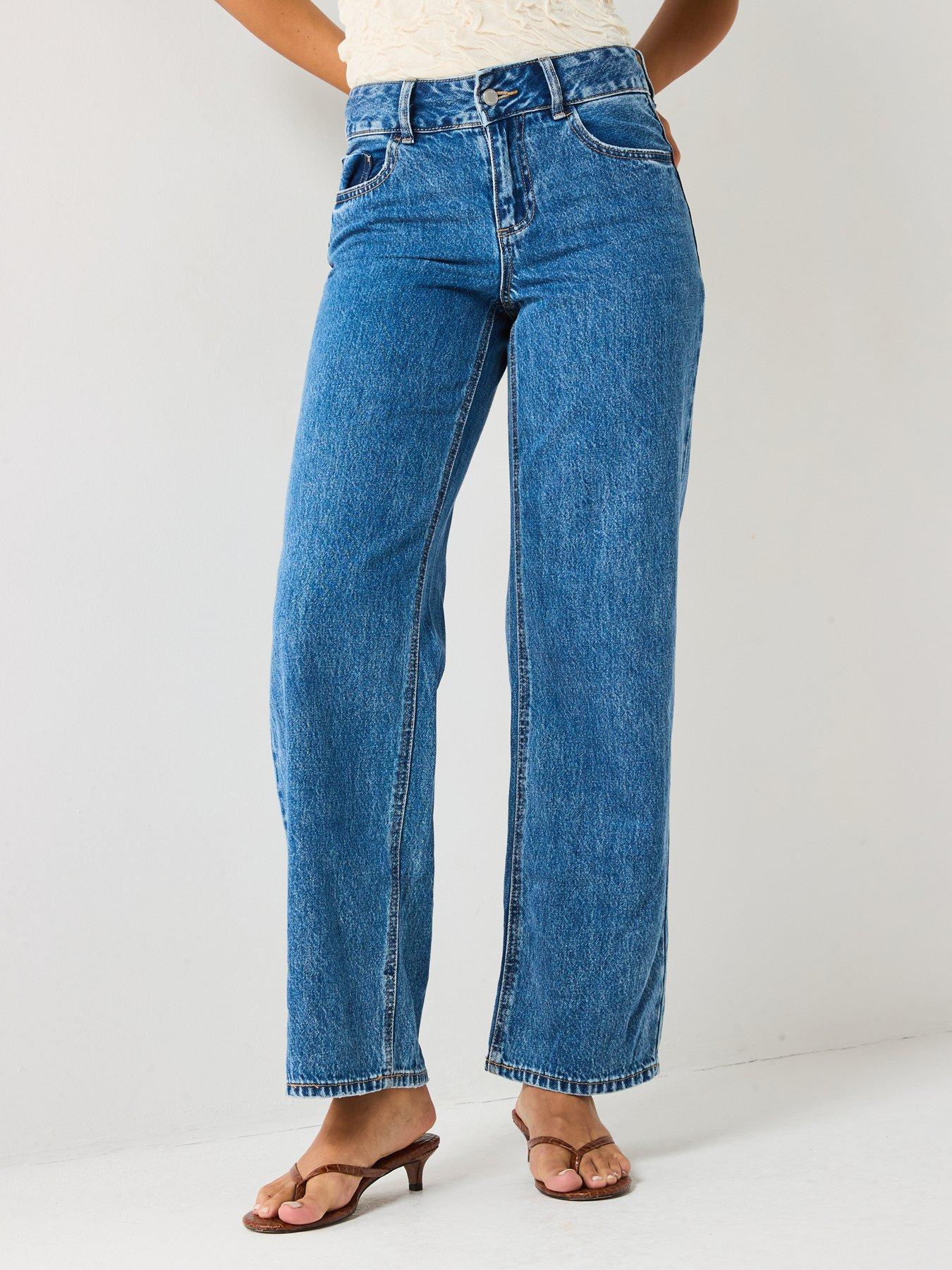 Image 1 of 6 of AWARE Rena Mid Rise Wide Leg Denim Jean - Blue