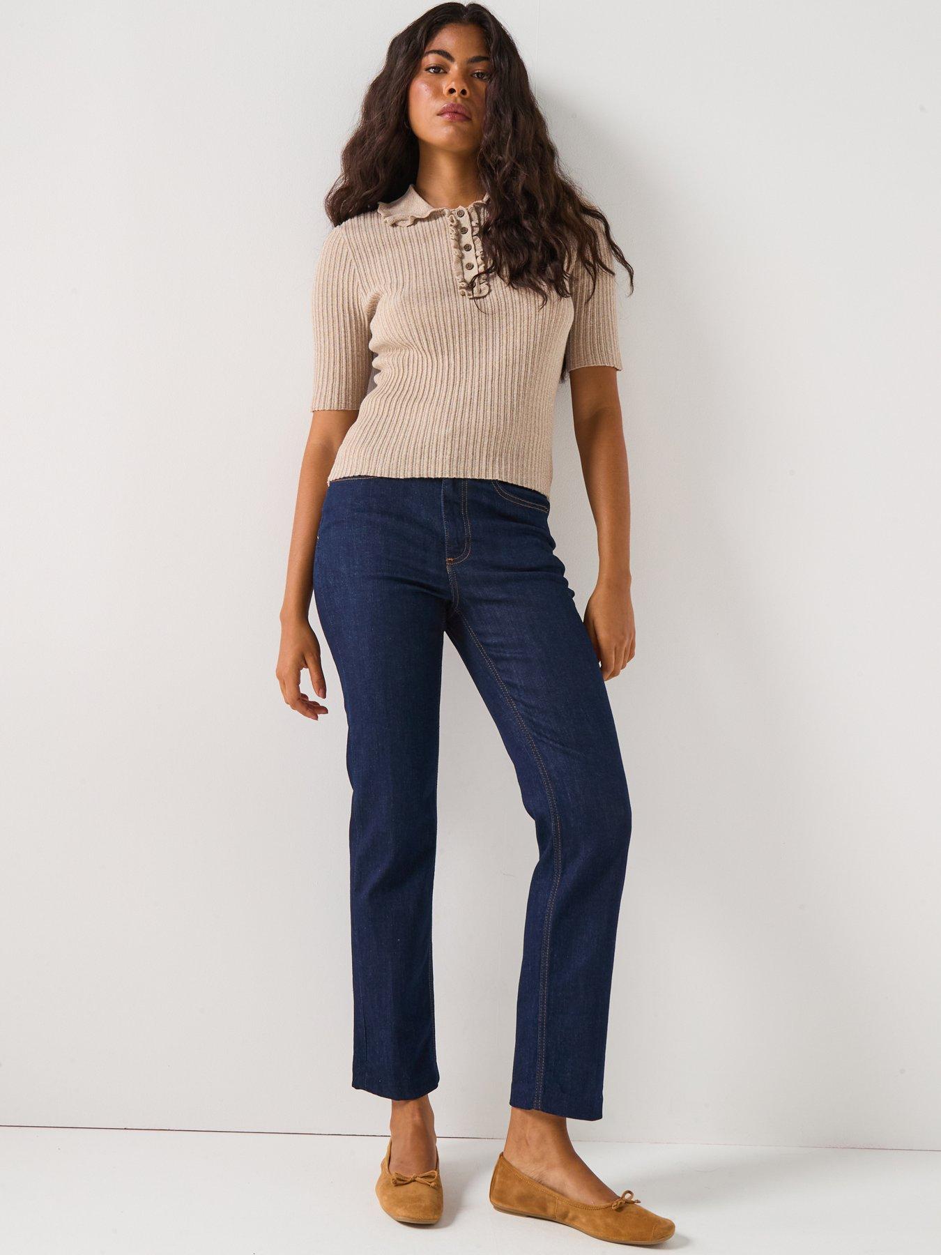 Image 3 of 5 of AWARE Shirli Short Sleeve Knit Polo Top - Beige