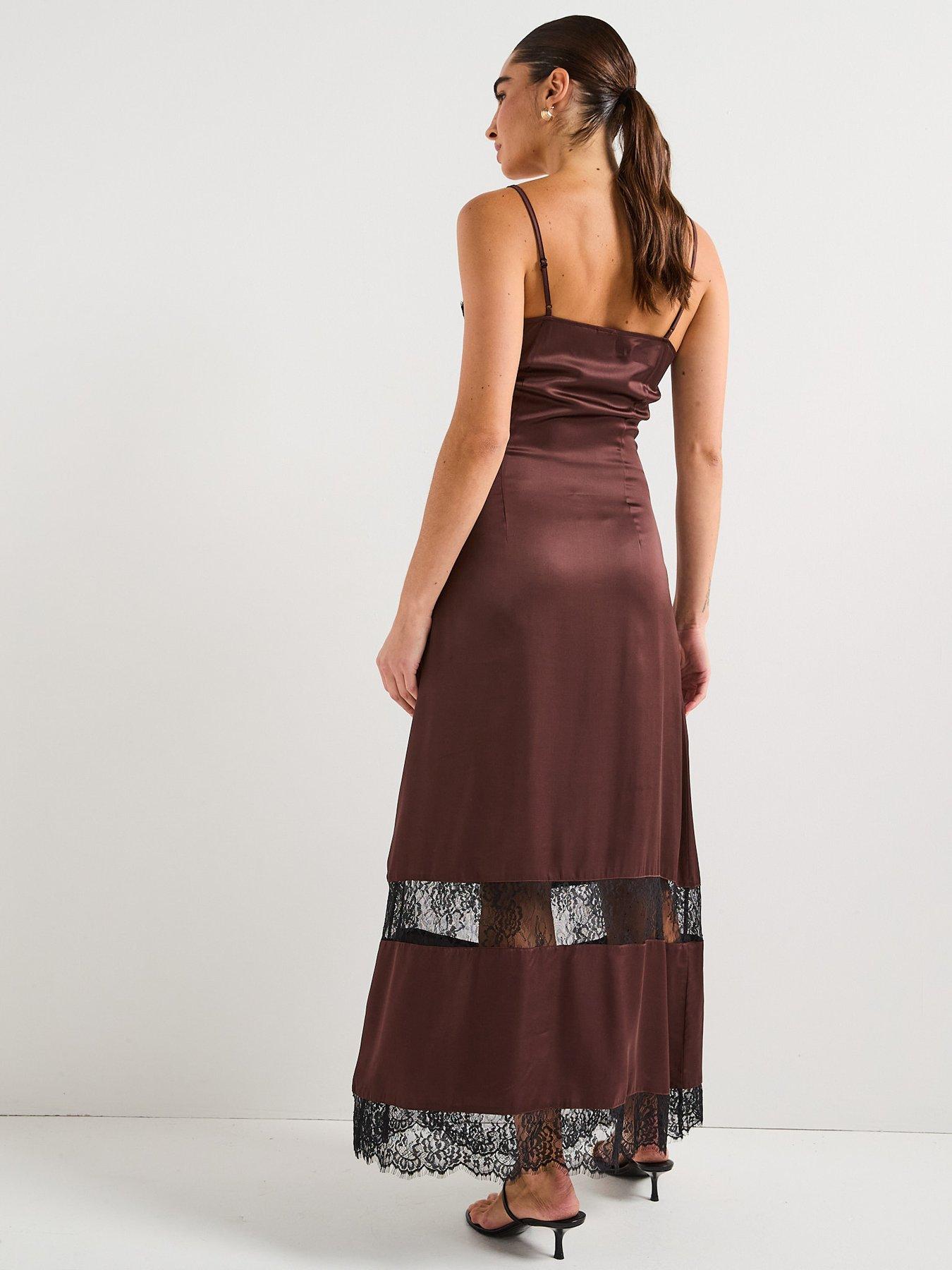Image 2 of 6 of Rouge Lace Singlet Dress - Brown