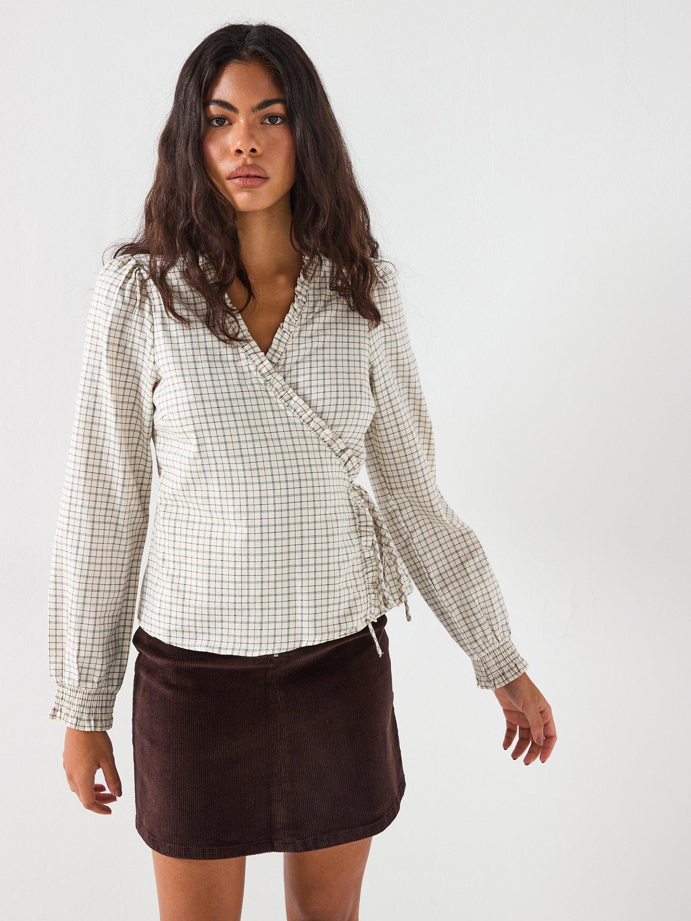  image of vero-moda-lova-long-sleeve-wrap-top-red