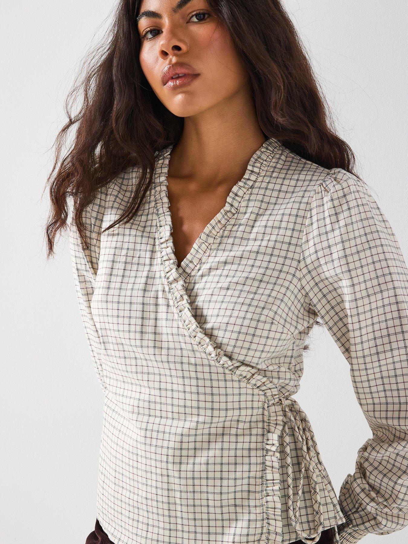  image of vero-moda-lova-long-sleeve-wrap-top-red