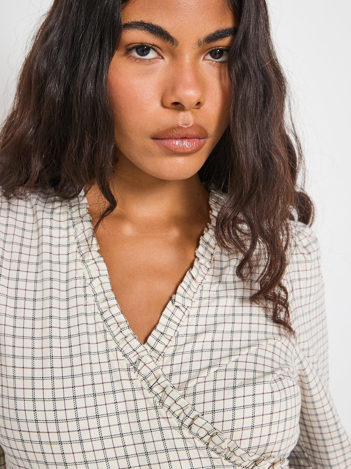  image of vero-moda-lova-long-sleeve-wrap-top-red