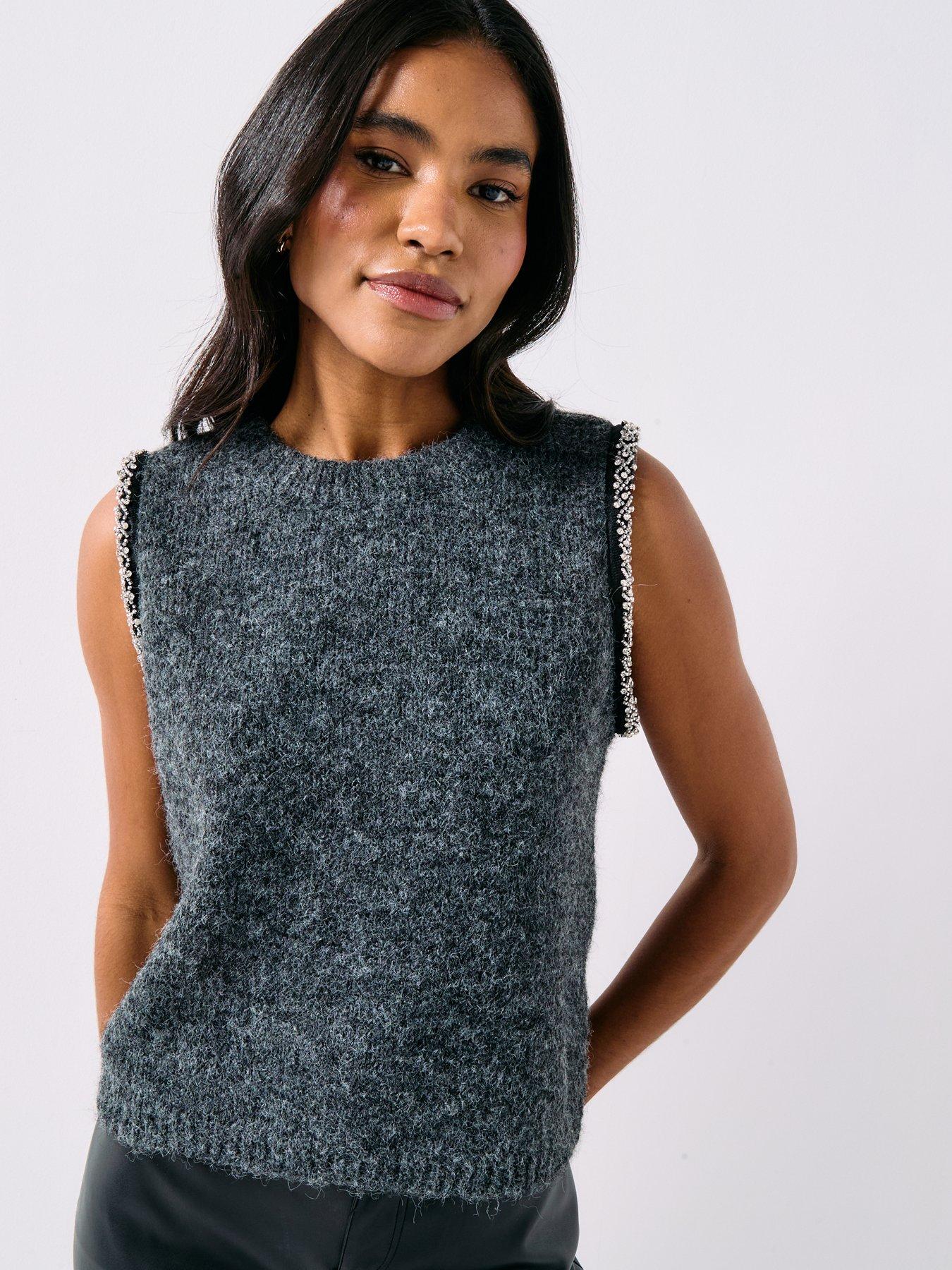  image of vero-moda-vmfirenze-knitted-vest-grey