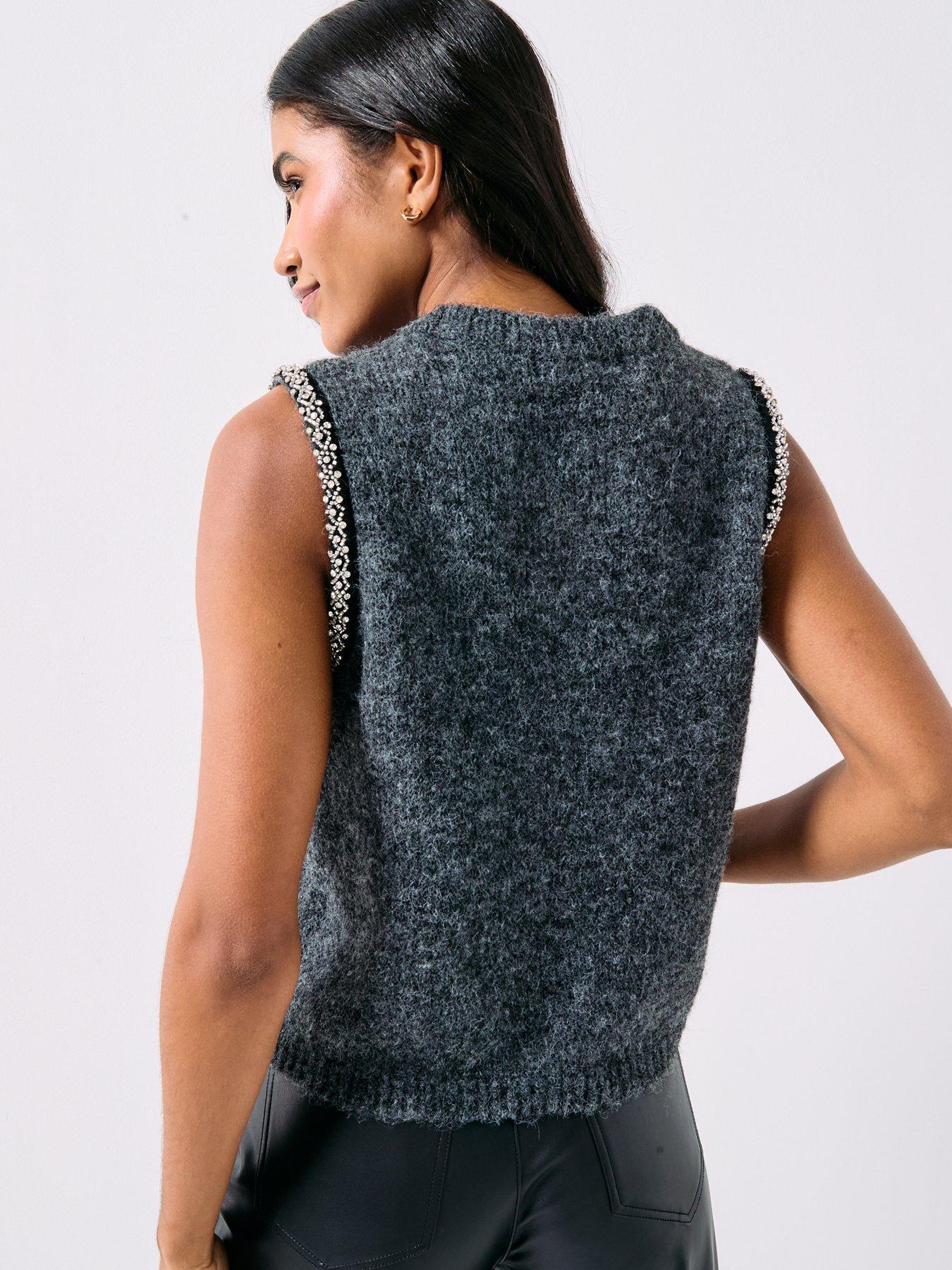 stillFront image of vero-moda-vmfirenze-knitted-vest-grey
