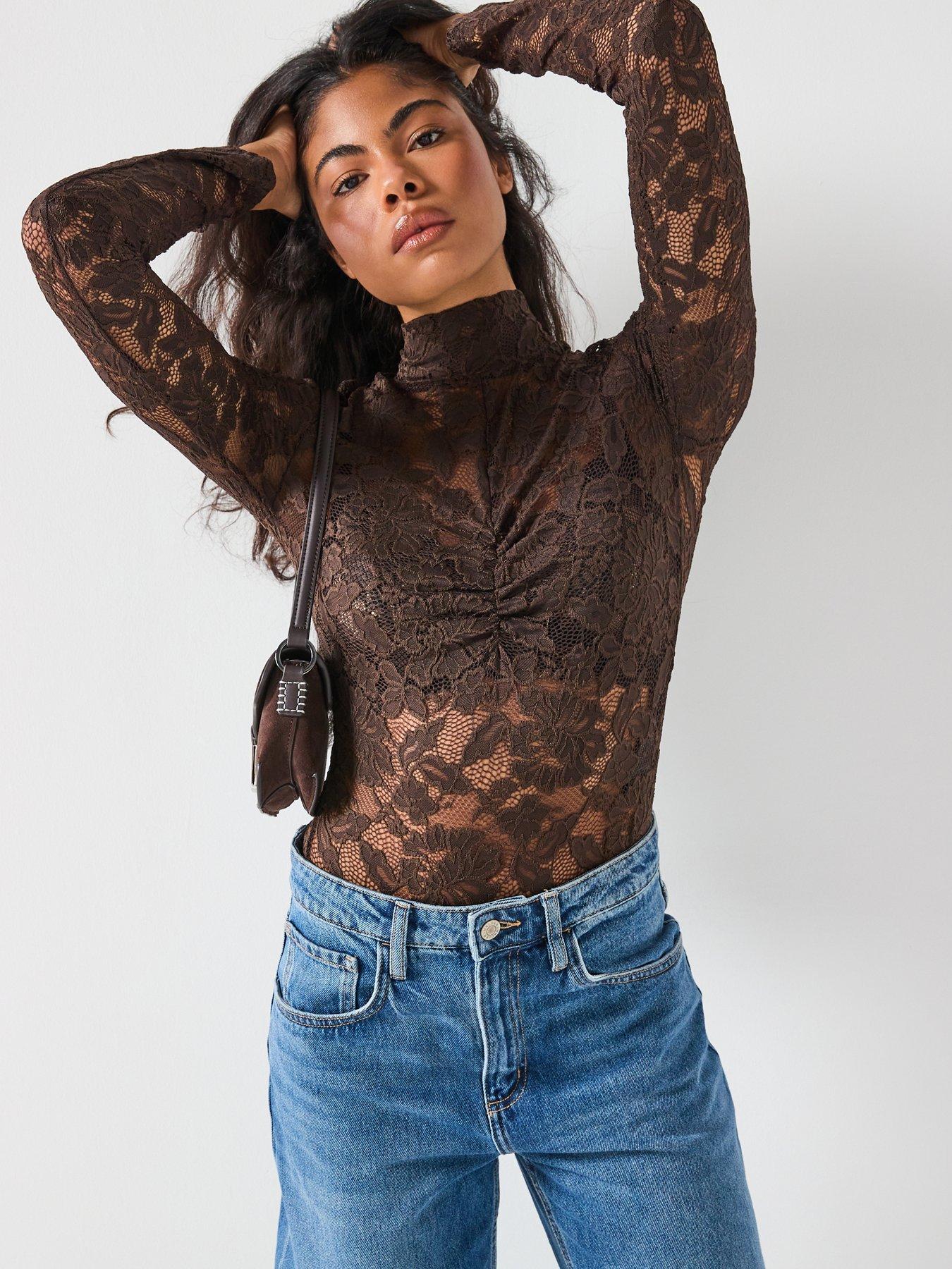 vero-moda-neline-long-sleeve-high-neck-top-brown