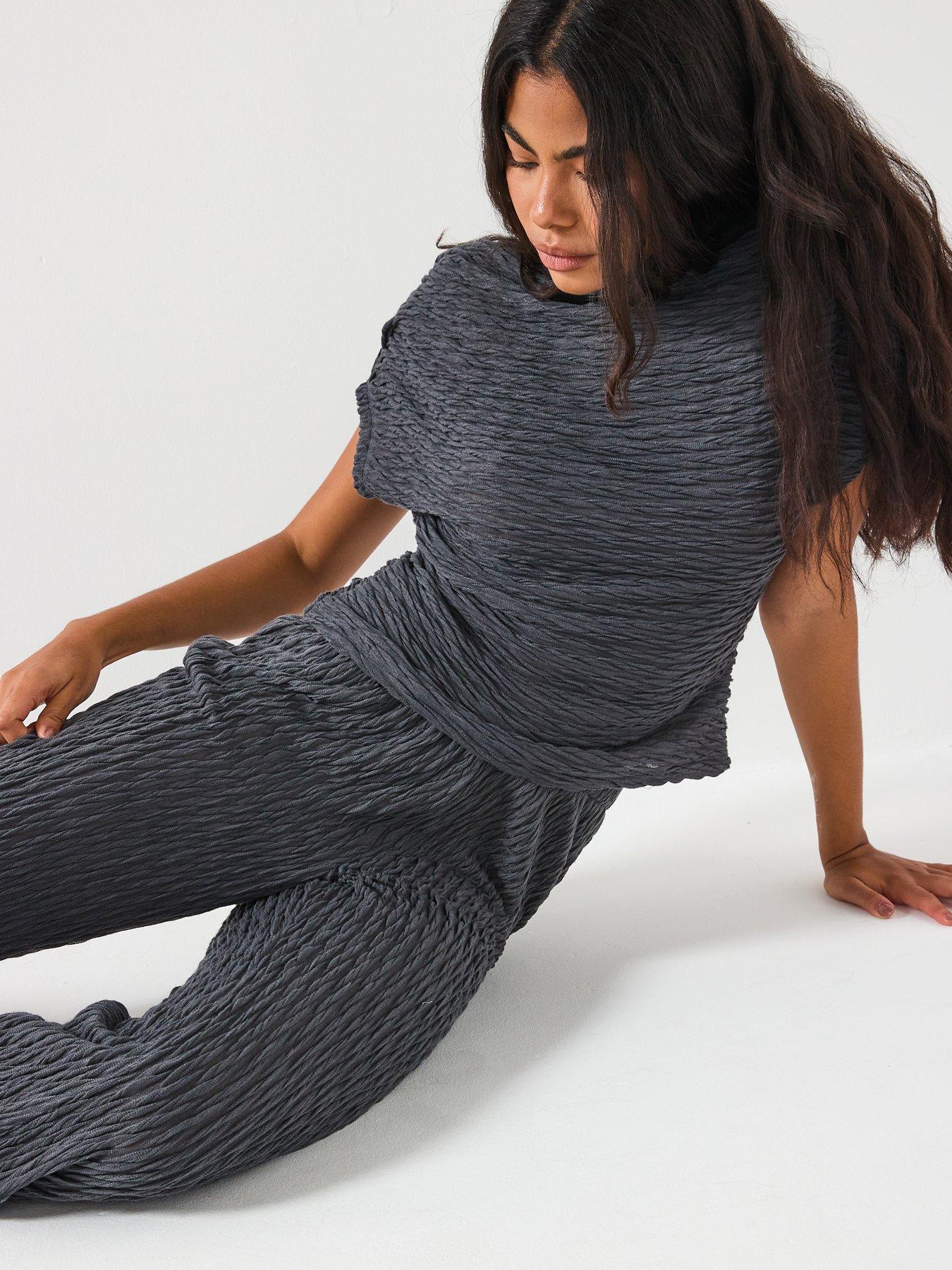 Image 5 of 6 of Vero Moda Fie One Shoulder Slouch Jersey Top Co-Ord - Grey
