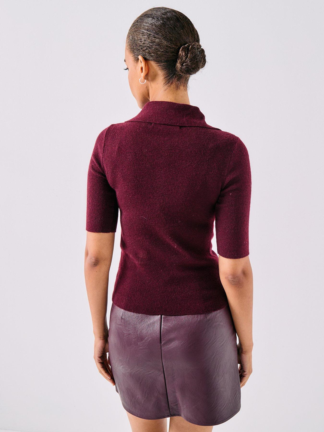  image of vero-moda-marina-24-sleeve-polonbspneck-pullover-red