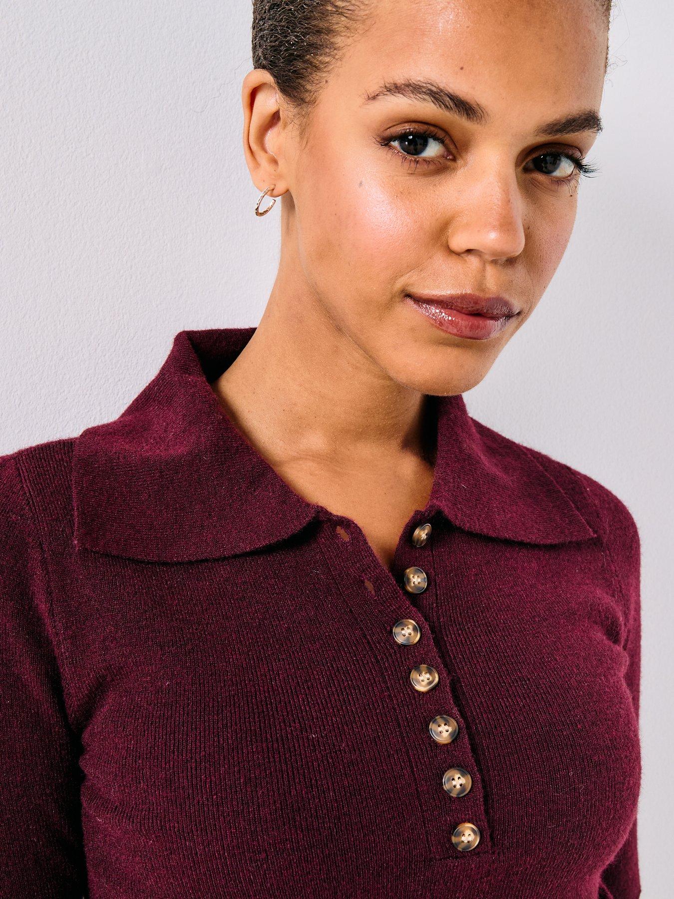  image of vero-moda-marina-24-sleeve-polonbspneck-pullover-red