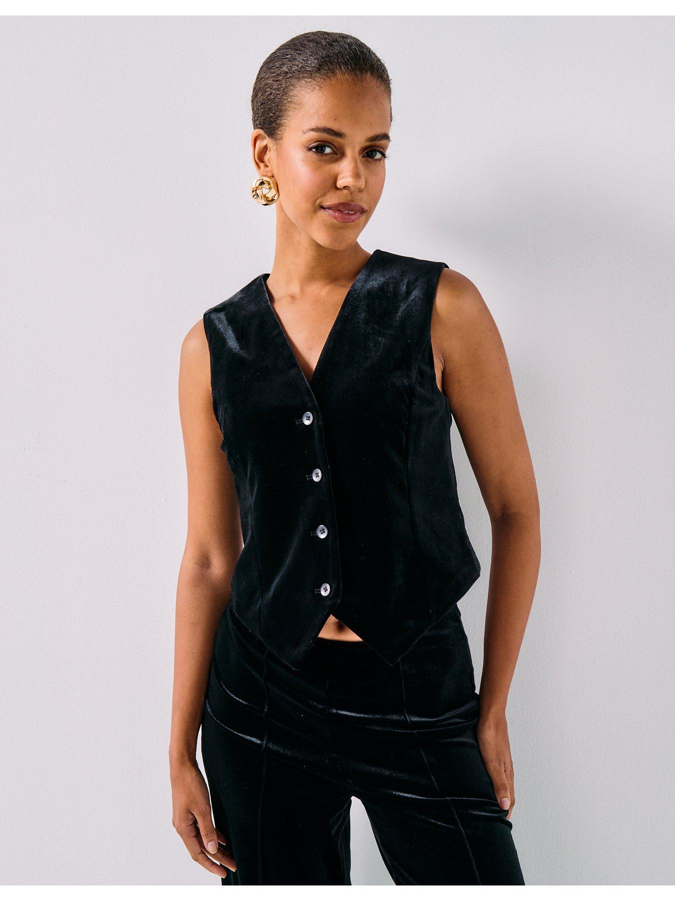  image of vero-moda-shanna-velvet-waistcoat-black