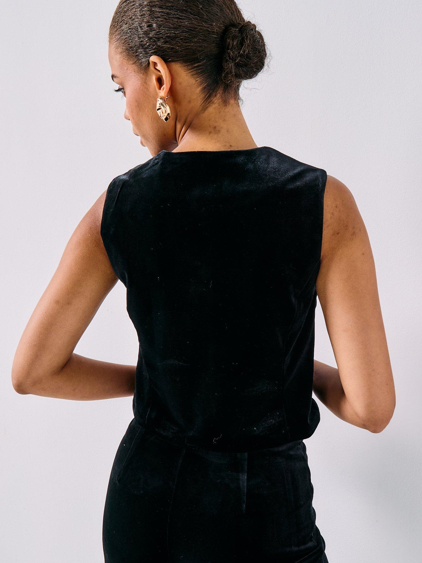 stillFront image of vero-moda-shanna-velvet-waistcoat-black