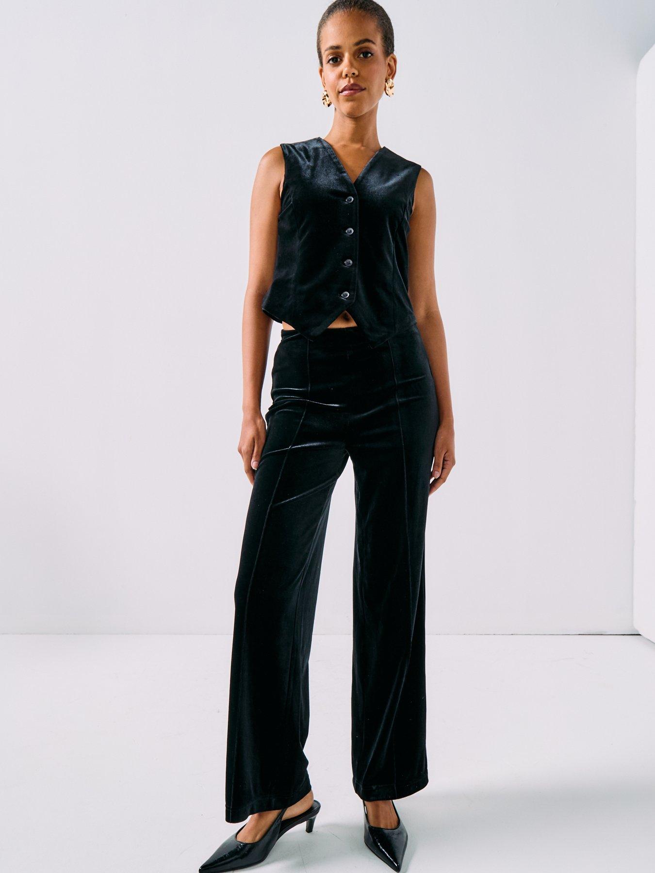  image of vero-moda-shanna-velvet-waistcoat-black