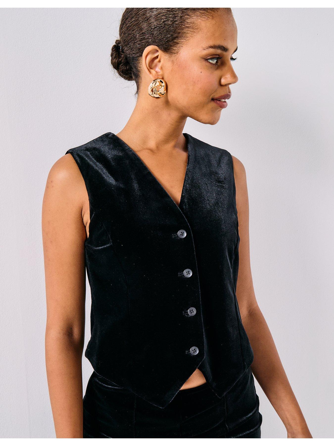  image of vero-moda-shanna-velvet-waistcoat-black