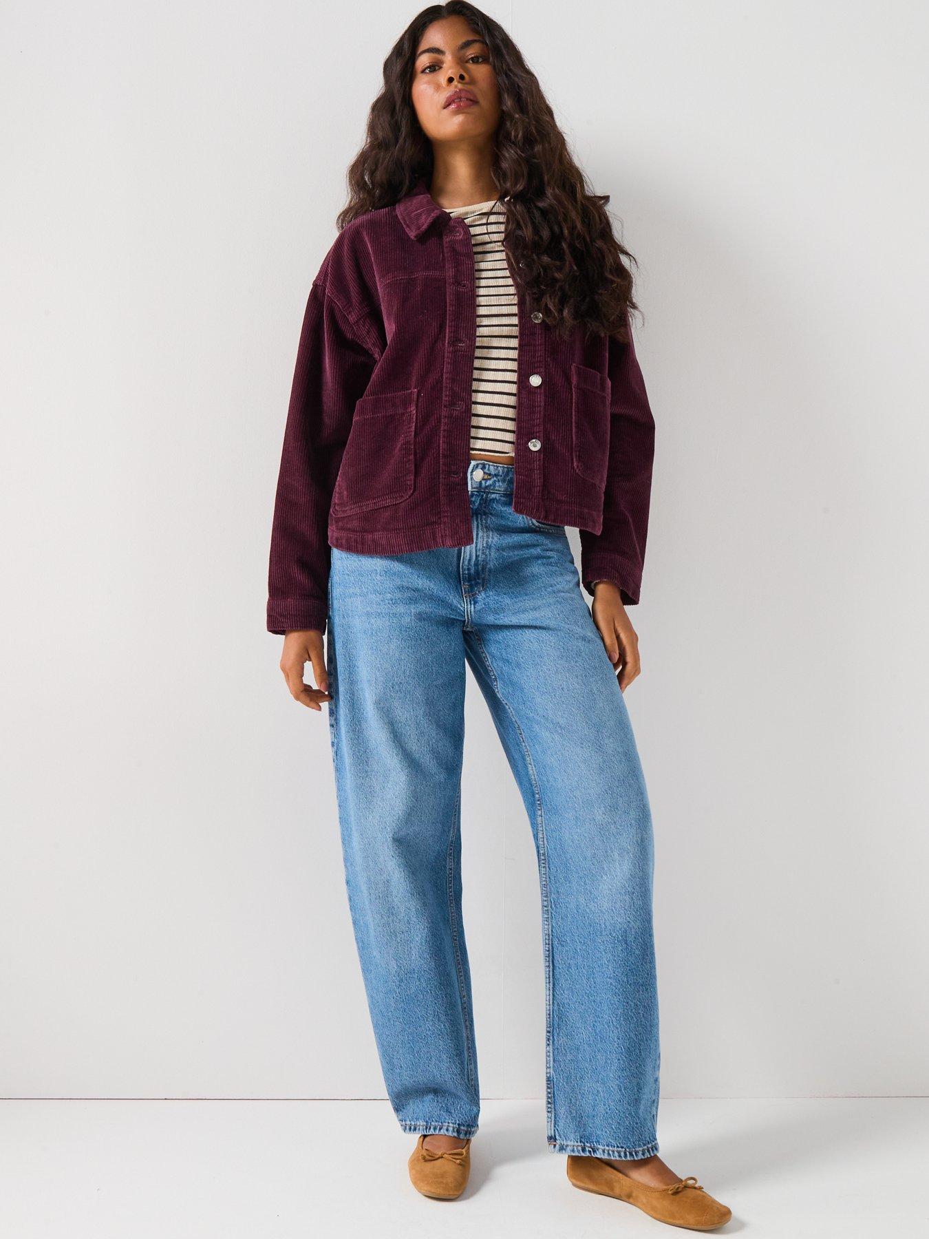 Image 3 of 5 of Vero Moda Jamie Long Sleeve Corduroy Shacket - Red