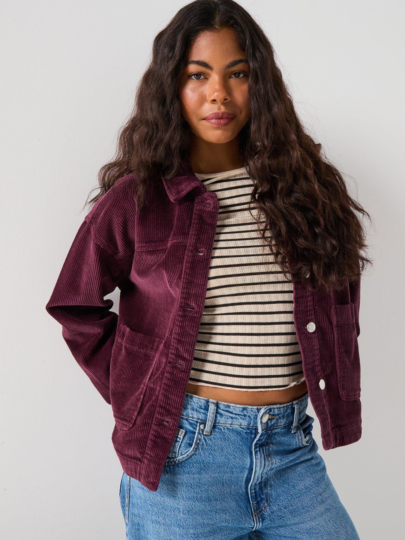 Image 4 of 5 of Vero Moda Jamie Long Sleeve Corduroy Shacket - Red