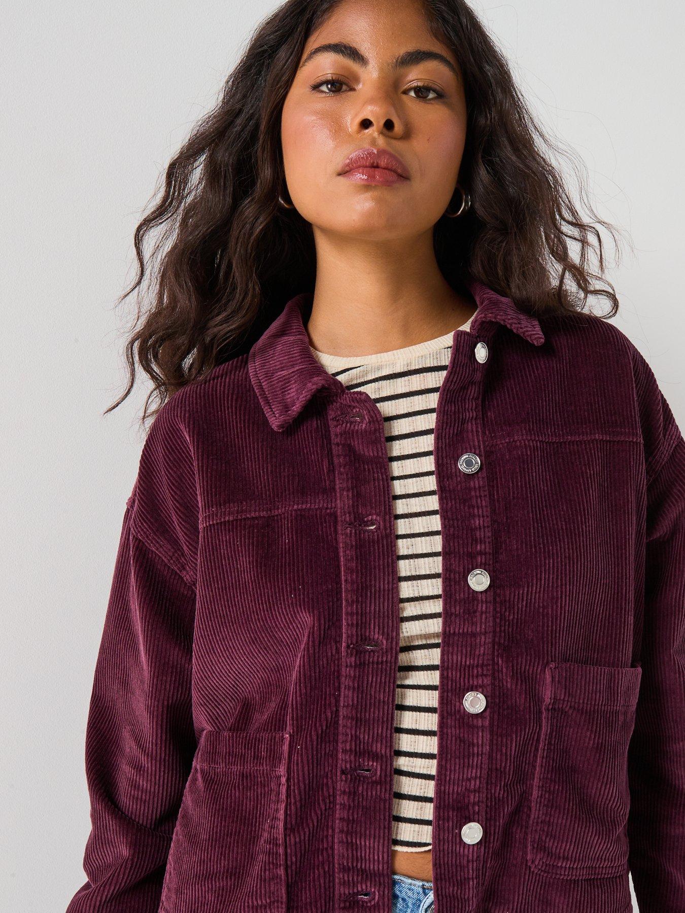 Image 5 of 5 of Vero Moda Jamie Long Sleeve Corduroy Shacket - Red