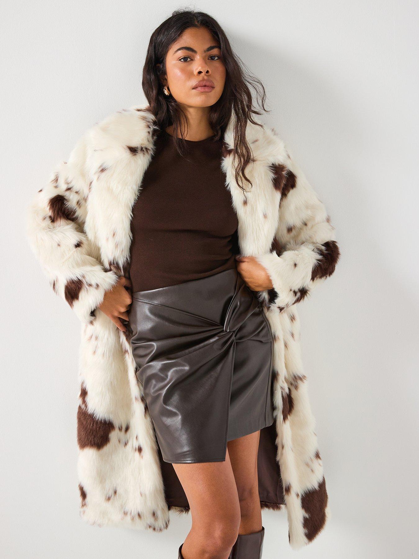  image of vero-moda-gawn-mid-waist-pu-short-wrap-skirt-brown