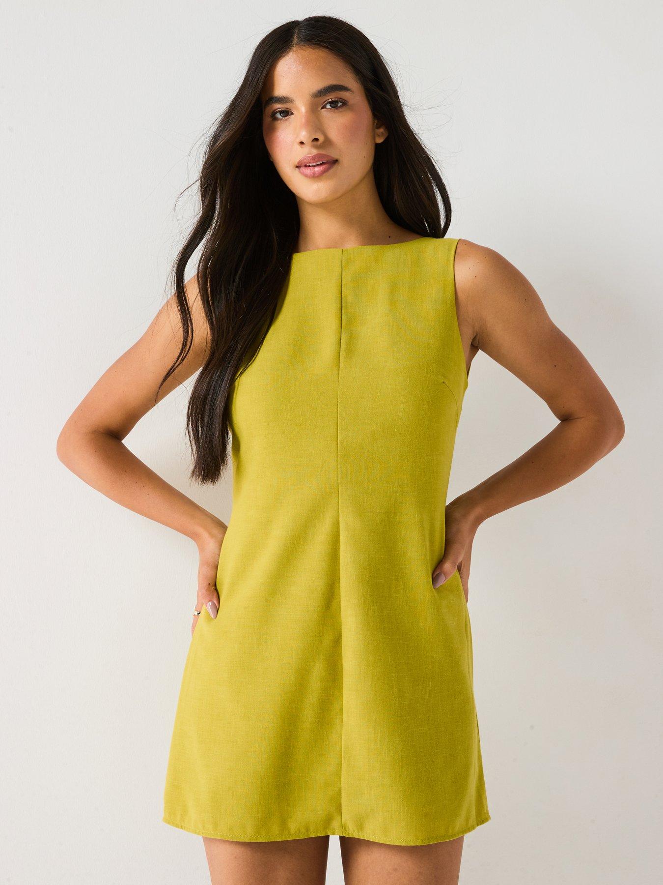 Image 1 of 6 of Vero Moda Josie Open Back Short Dress - Green