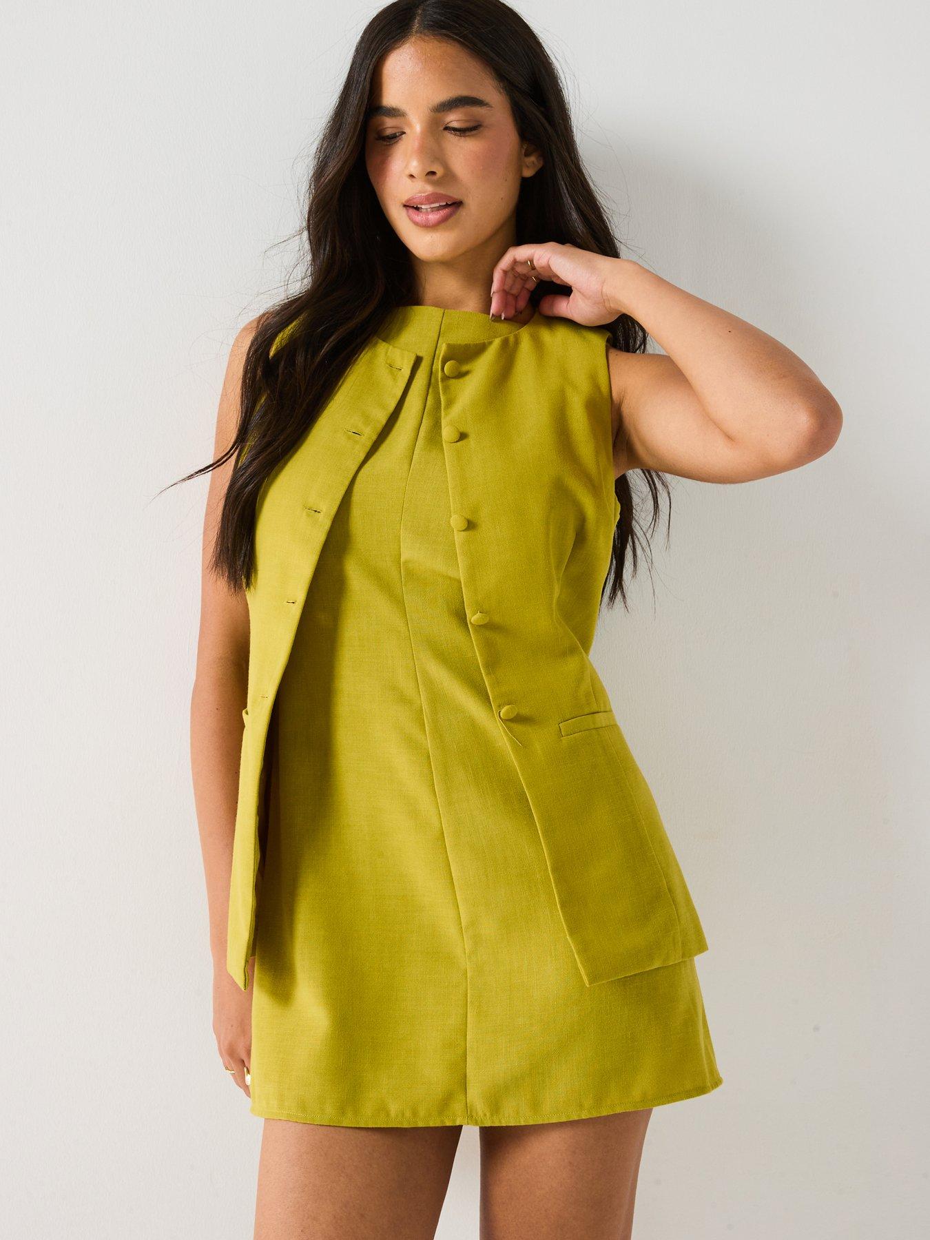 Image 6 of 6 of Vero Moda Josie Open Back Short Dress - Green