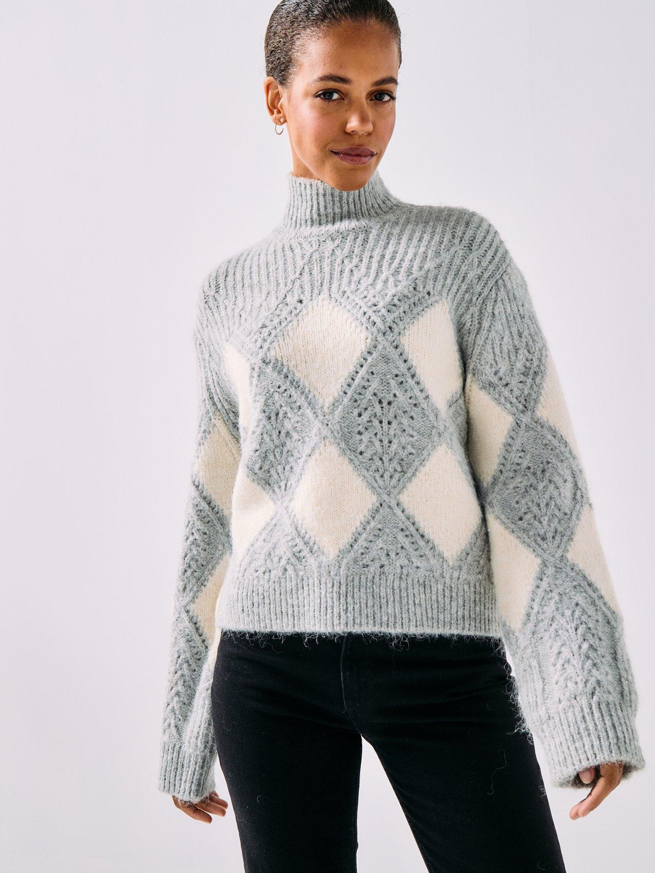 Vero Moda Paloma Long Sleeve Highneck Jumper - Grey