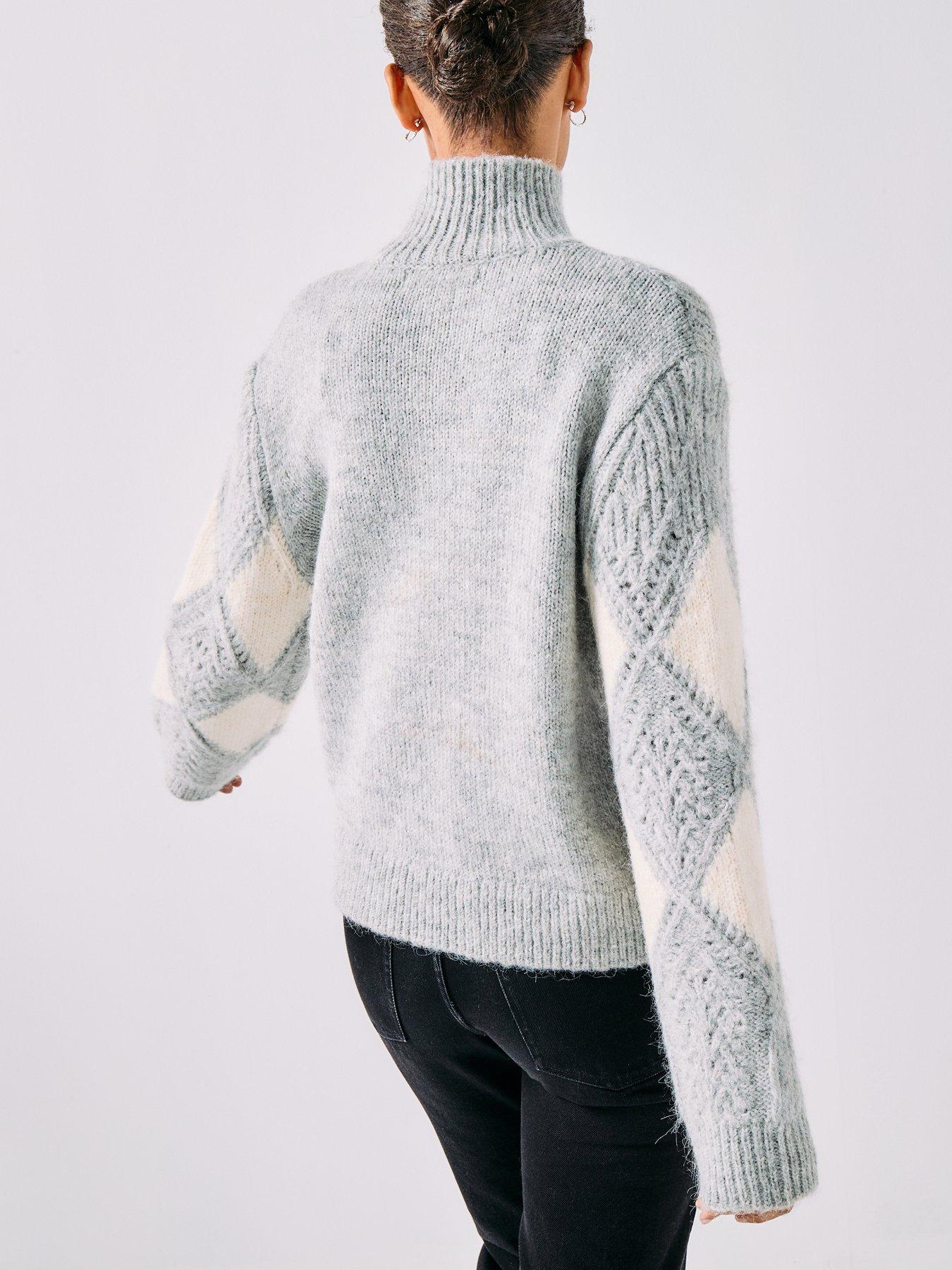  image of vero-moda-paloma-long-sleeve-highneck-jumper-grey