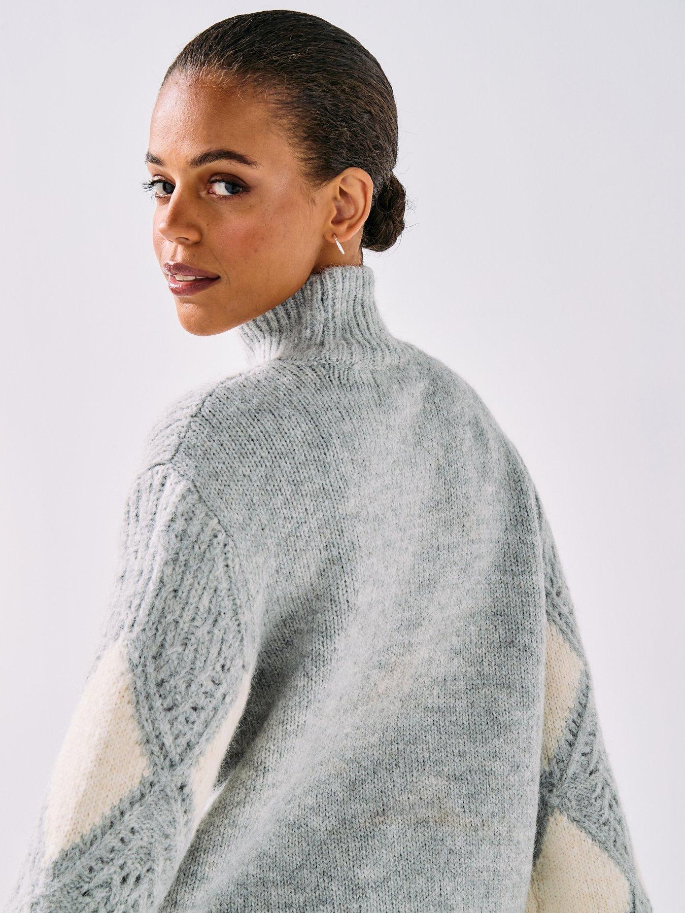  image of vero-moda-paloma-long-sleeve-highneck-jumper-grey