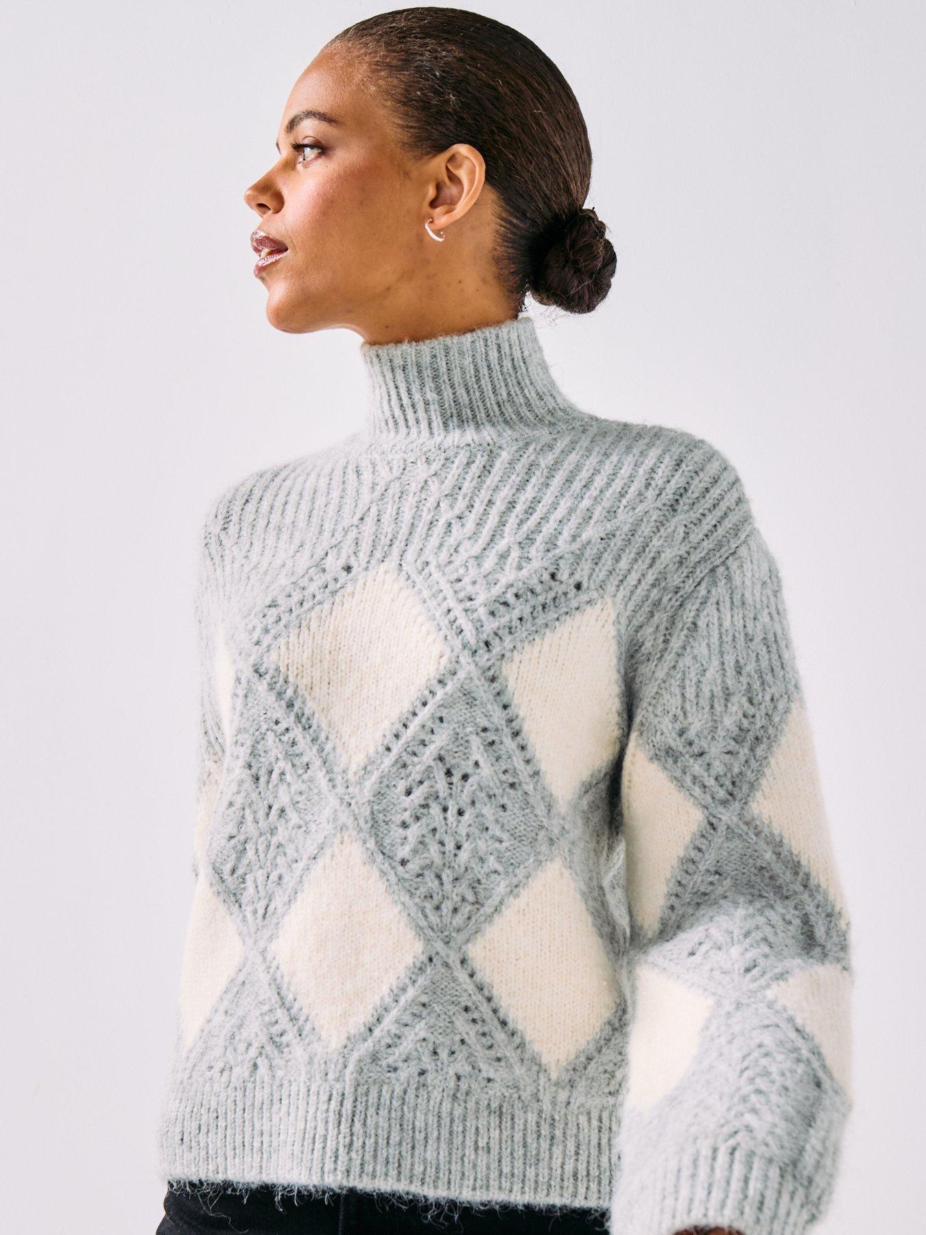  image of vero-moda-paloma-long-sleeve-highneck-jumper-grey