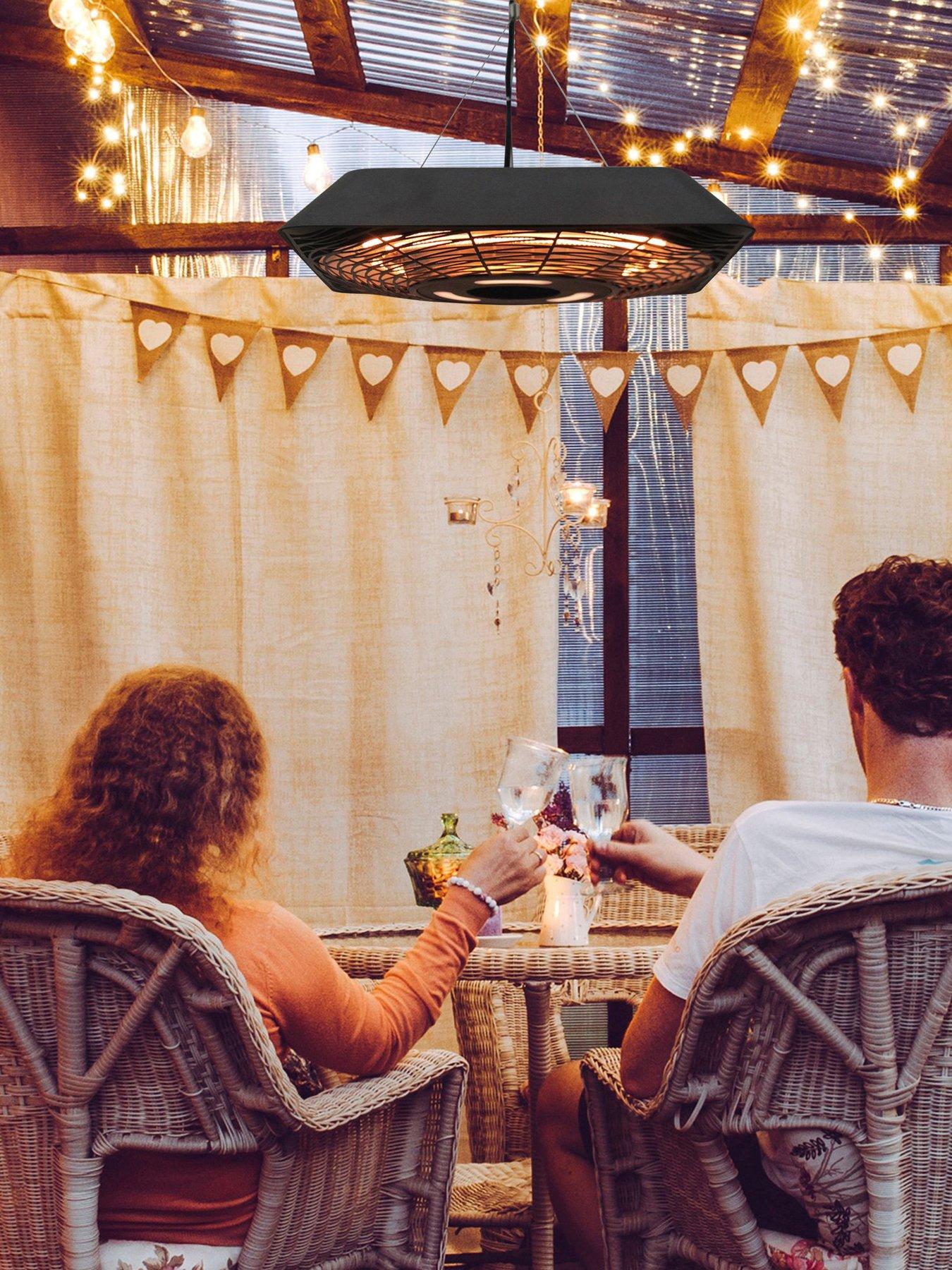 undefined 2000W Electric Hanging Patio Heater Ceiling Mounted Halogen Heating Indoor Outdoor with Remote Control Aluminium
