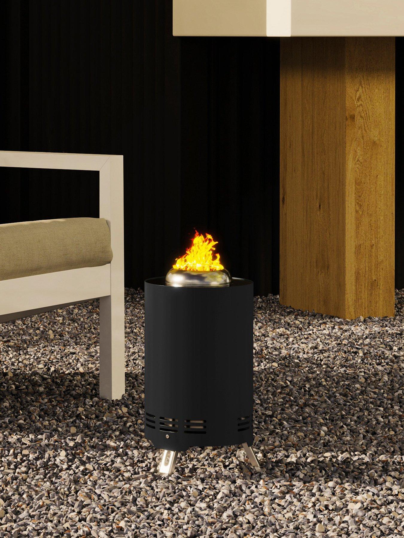 undefined Smokeless Fire Pit, 16 x 16 cm Stainless Steel Portable Wood Burning Firepit with Poker for Garden Camping Bonfire Party, Black