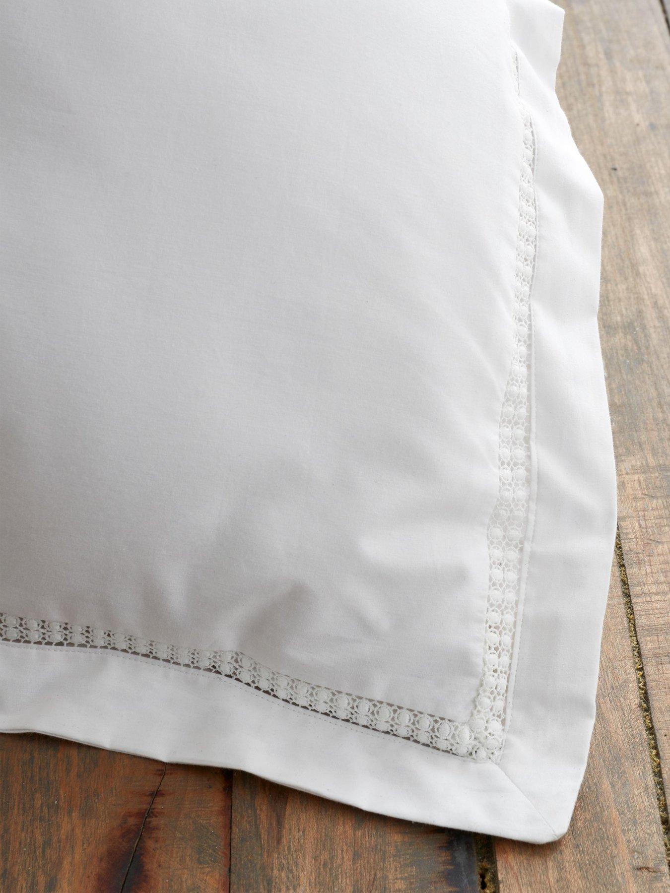 Image 6 of 6 of Bianca Oxford Lace Trim 200 Thread Count Cotton Duvet Set White
