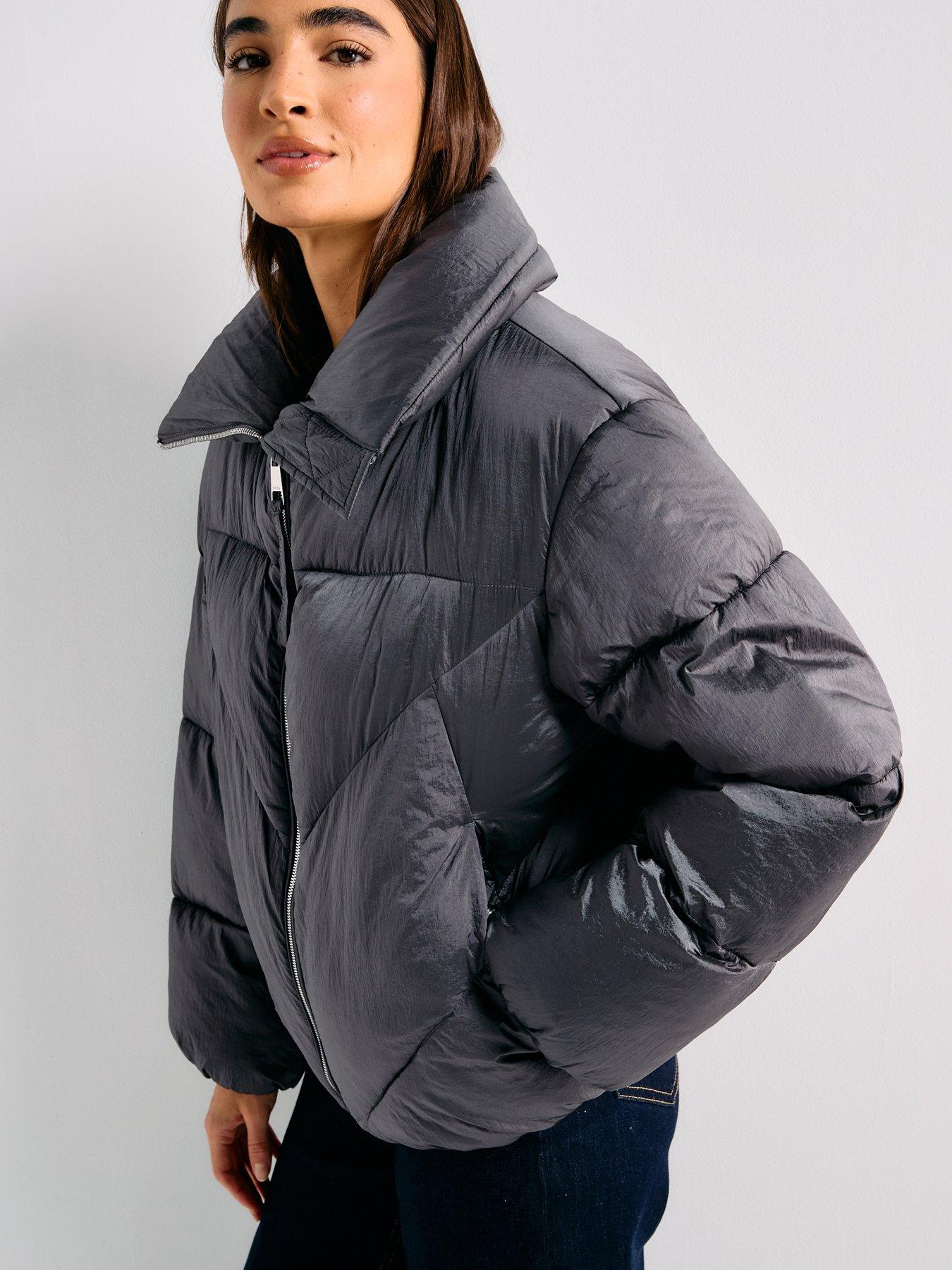 undefined Padilena High Neck Puffer Coat - Dark Purple