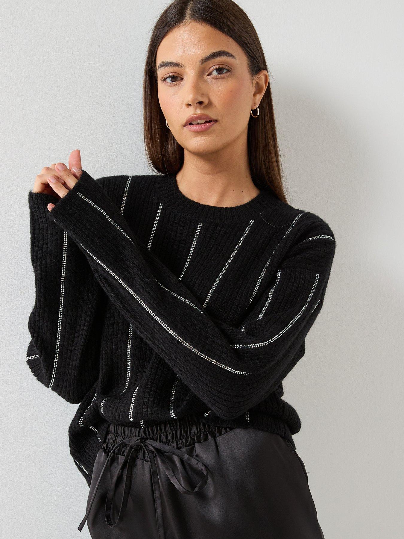 Image 1 of 5 of HUGO Ribbed Knitted Jumper - Black