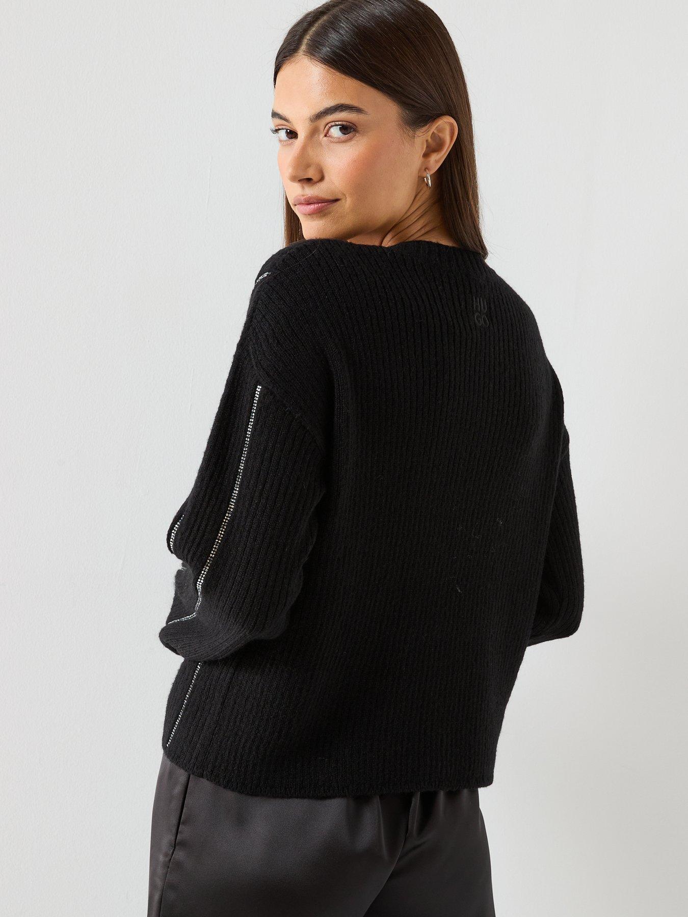 Image 2 of 5 of HUGO Ribbed Knitted Jumper - Black