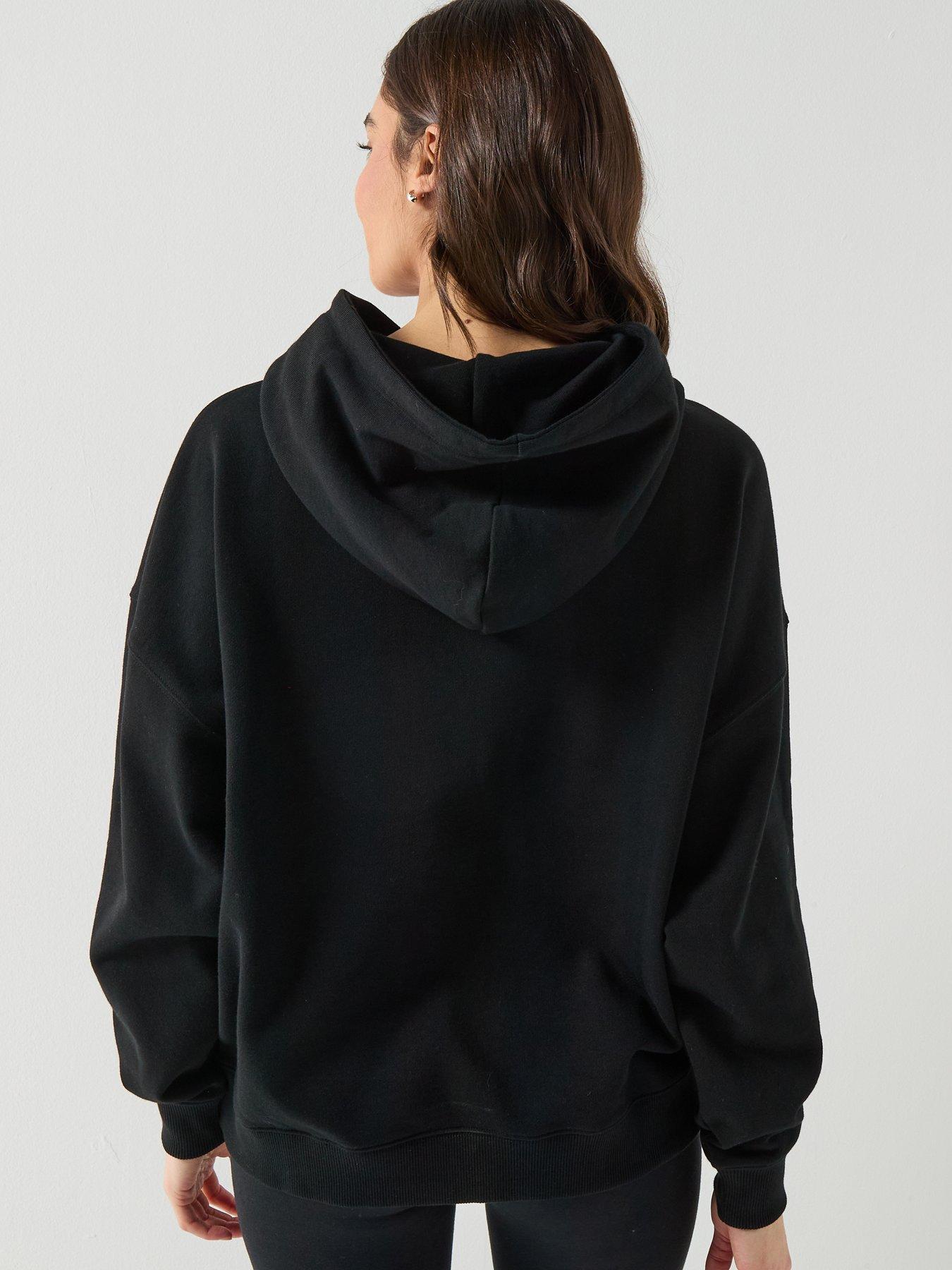 Image 2 of 6 of HUGO Cotton-Terry Hoodie with Glittery Happy HUGO Logo - Black