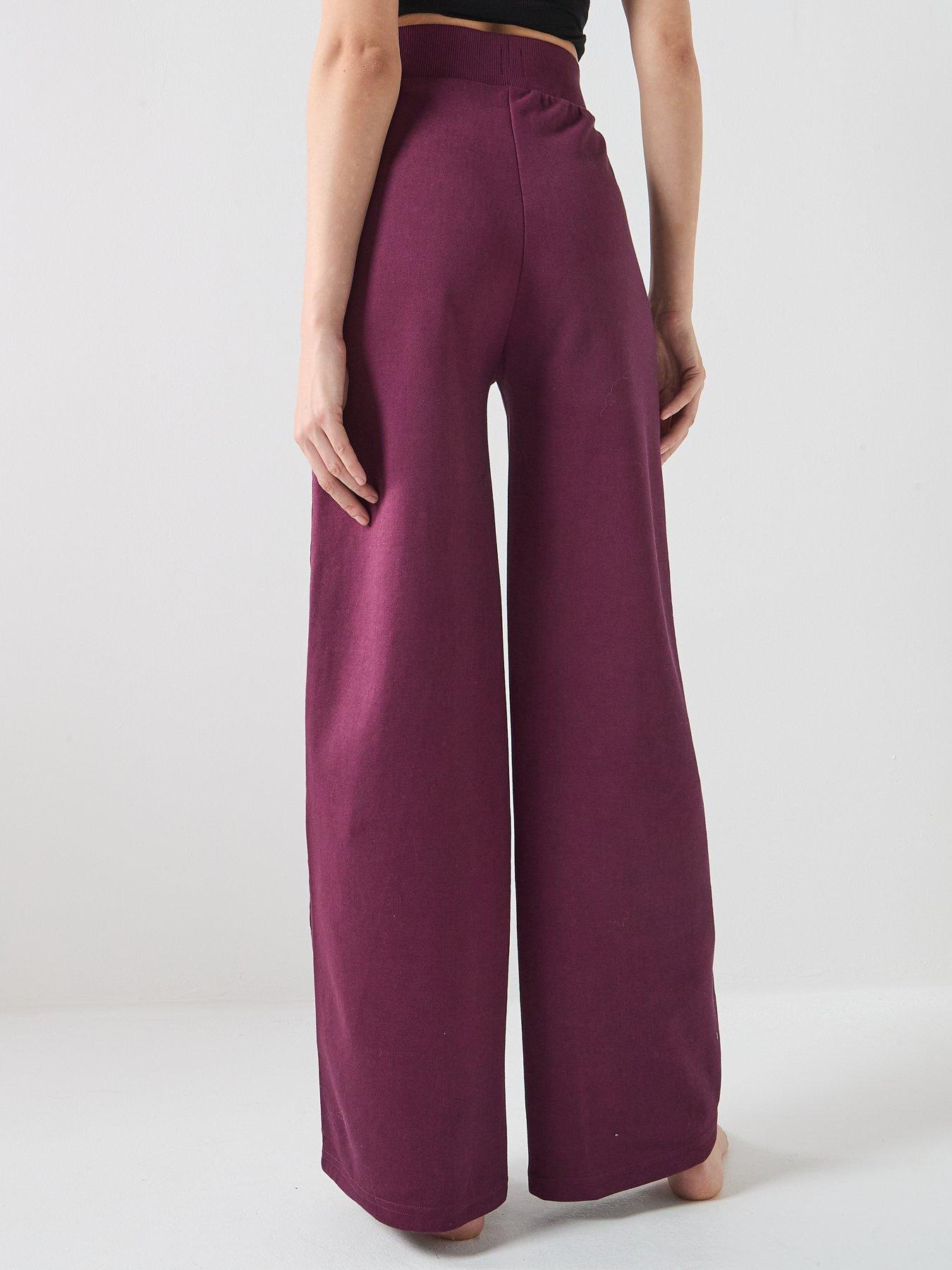  image of boss-flared-leg-jogger-pants-dark-pink