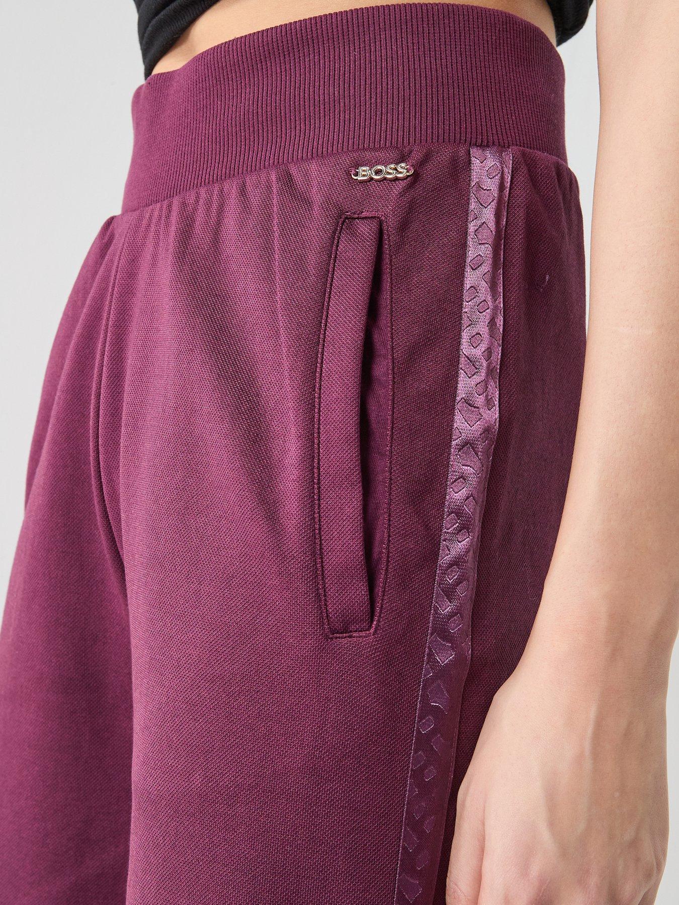  image of boss-flared-leg-jogger-pants-dark-pink