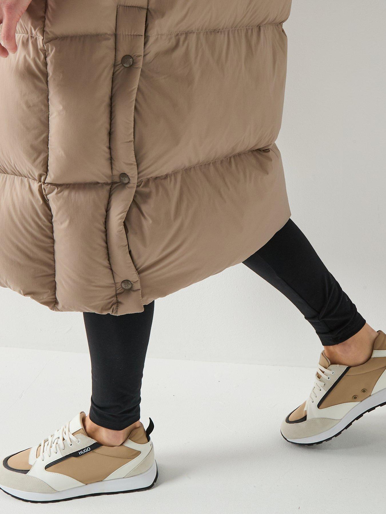 Image 5 of 6 of HUGO Long Hooded Puffer Coat - Light Beige