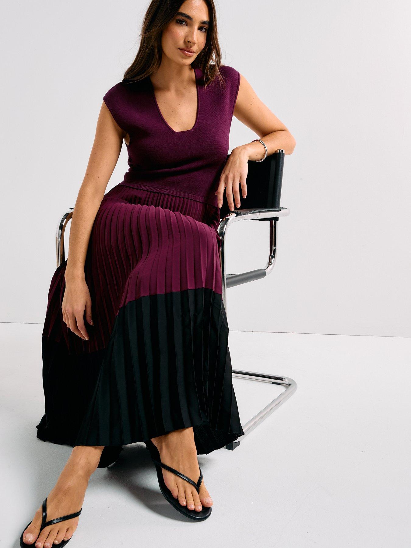 undefined Flissani Knit Midi Dress - Dark Purple